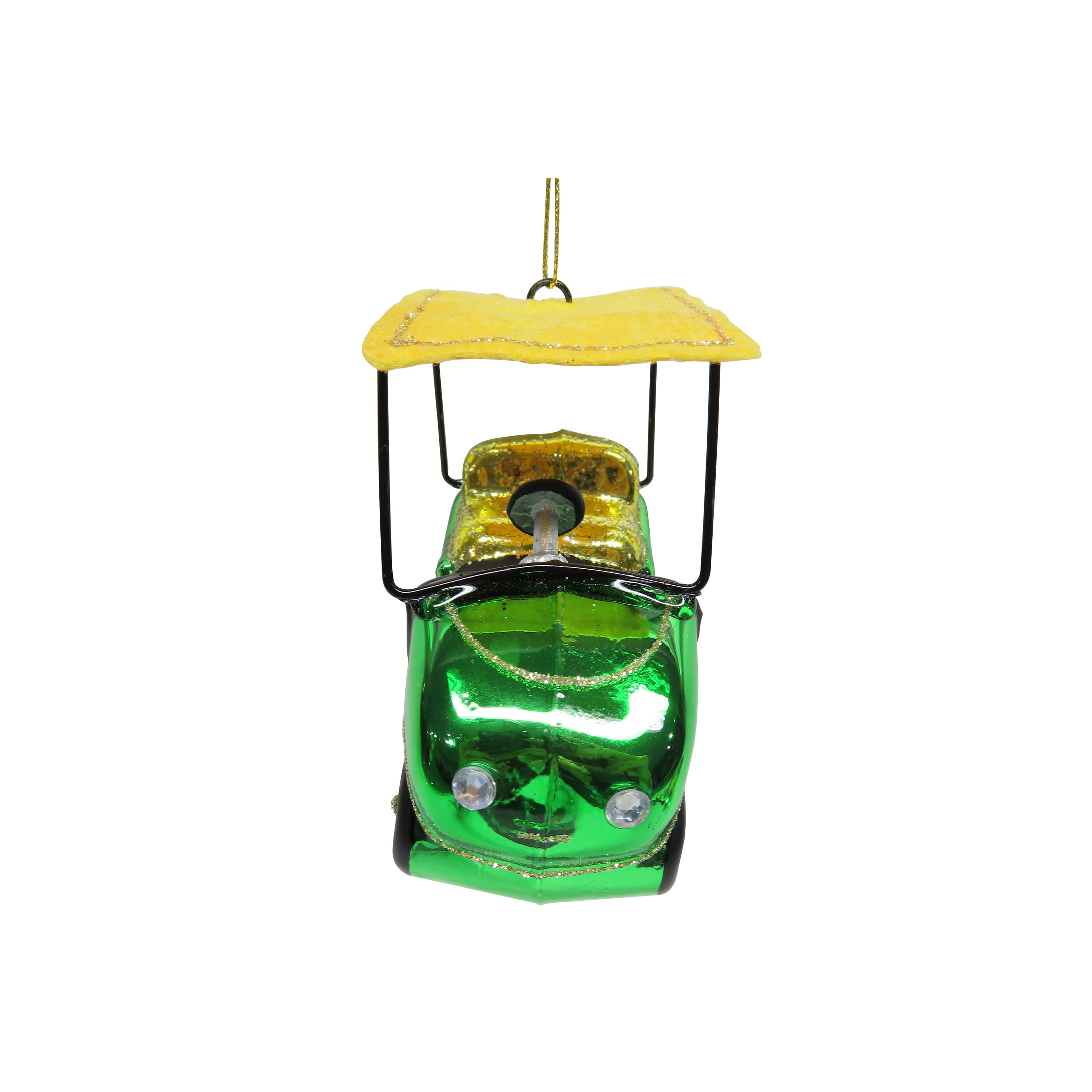 4.25" Green Golf Cart Hand Painted Glass Ornament by Ashland®