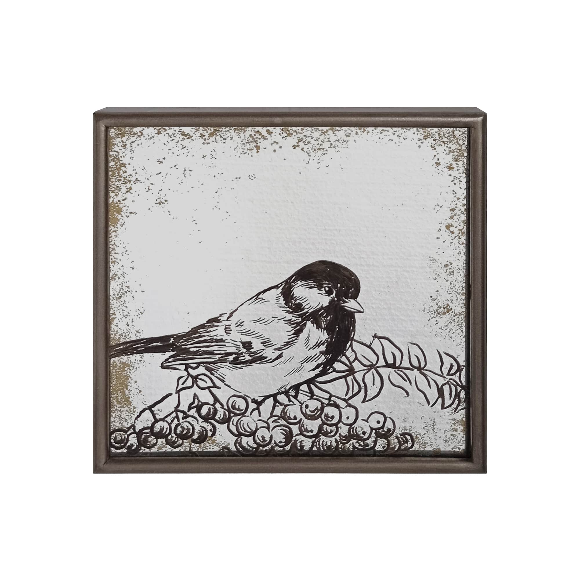 Melrose 8" x 8" Bird Silhouette Mirror Plaques Set
