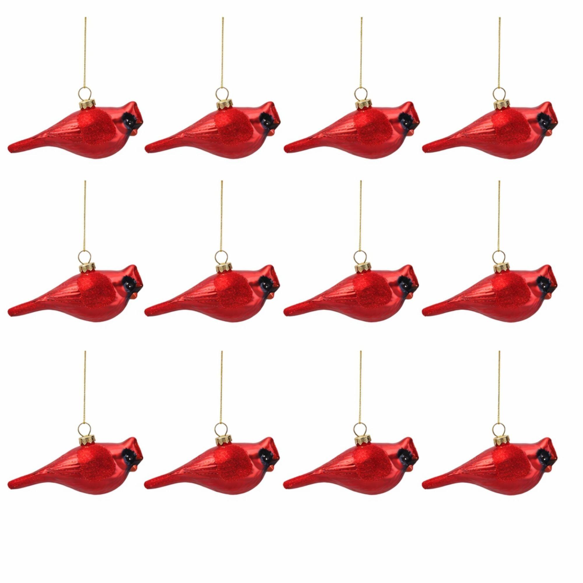 Melrose 5.5" Red Cardinal Glass Ornaments, 12ct.
