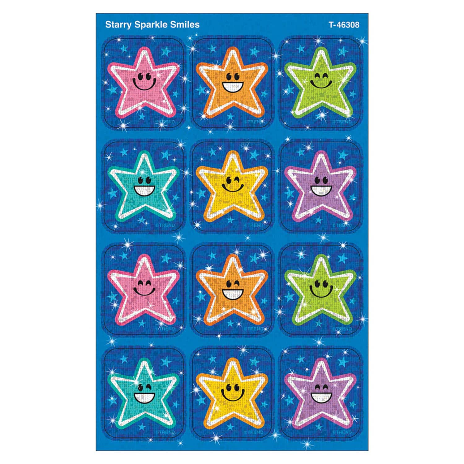 TREND Enterprises® Starry Smiles Sparkle Stickers®, 6 Packs of 24