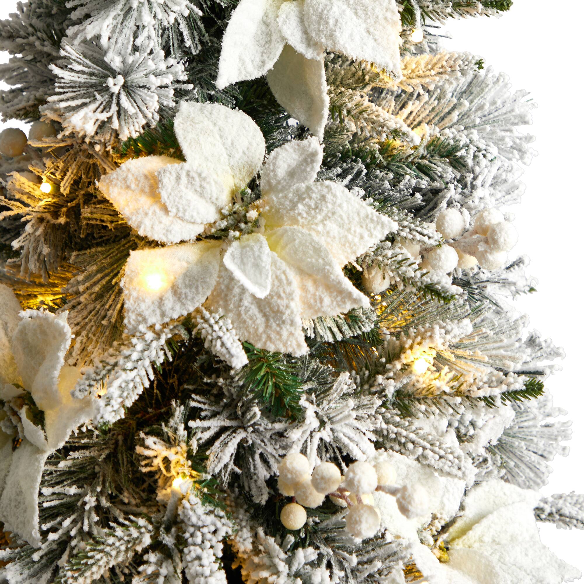 4ft. Pre-Lit Flocked Artificial Christmas Tree in Decorative Urn, Warm White Lights