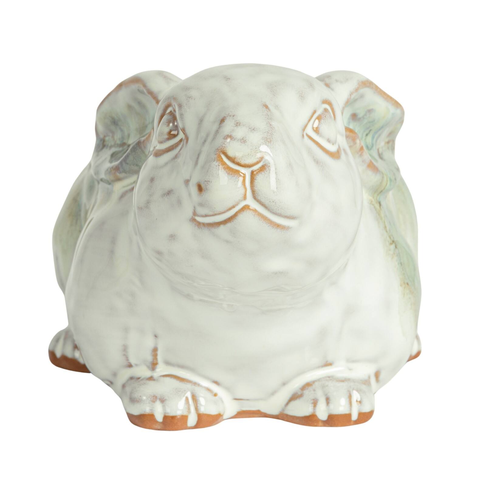 Hello Honey® 8.25" White & Marine Rabbit Stoneware Planter