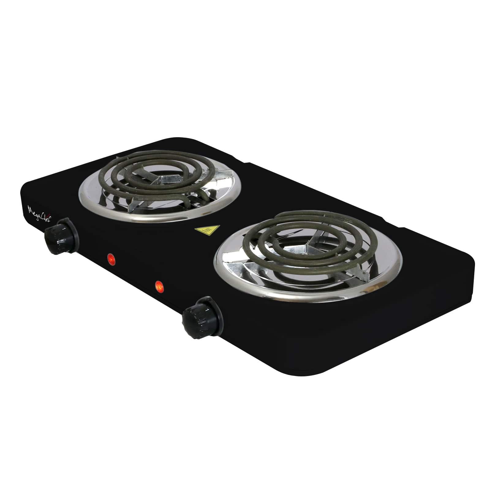 MegaChef Matte Black Electric Portable Lightweight Dual Coil Burner Cooktop Buffet Range
