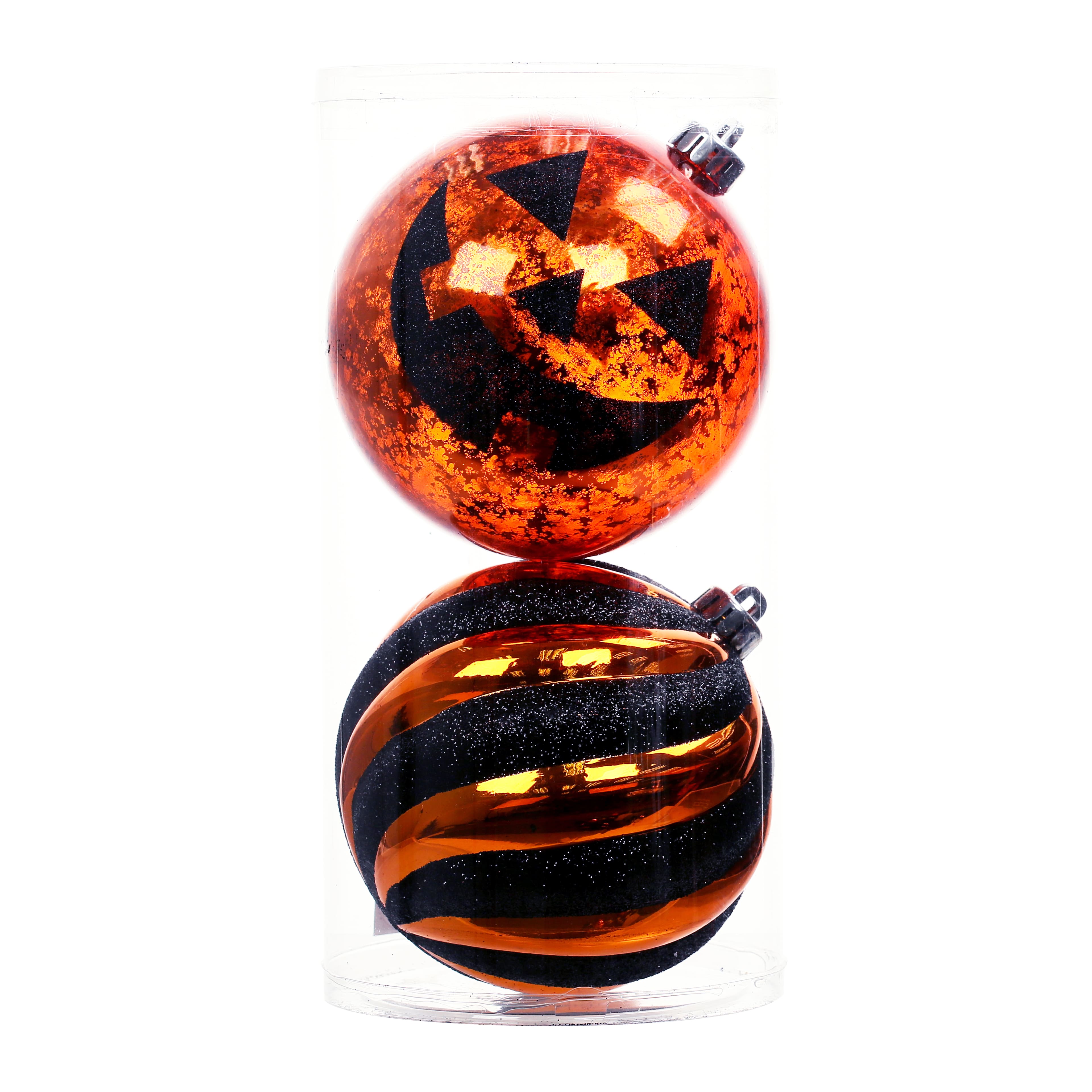 2 Pack 6" Orange & Black Jack-o'-Lantern Shatterproof Ornaments by Ashland®