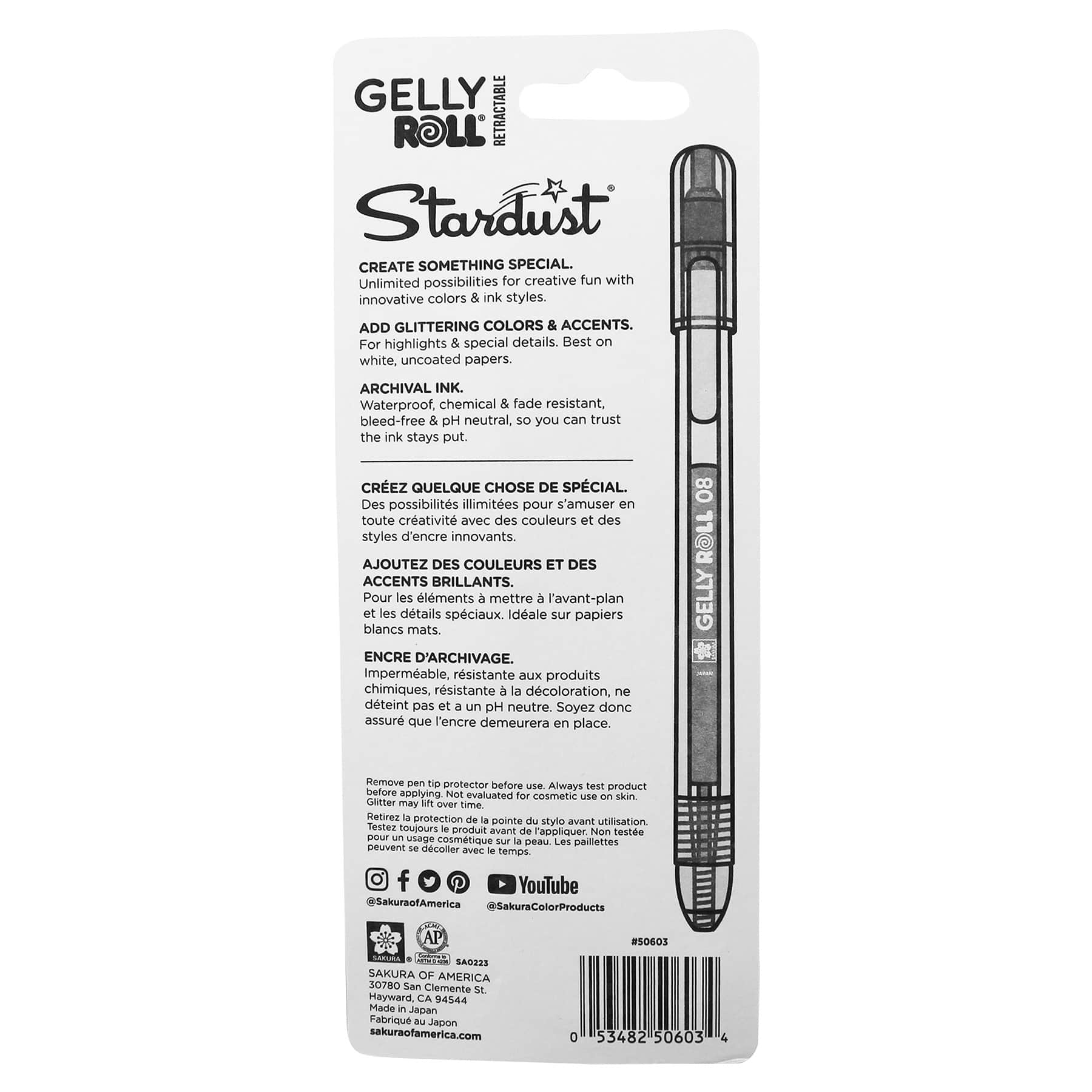 Sakura® Gelly Roll® 0.8mm Medium Point Retractable Stardust Gel Pen Set