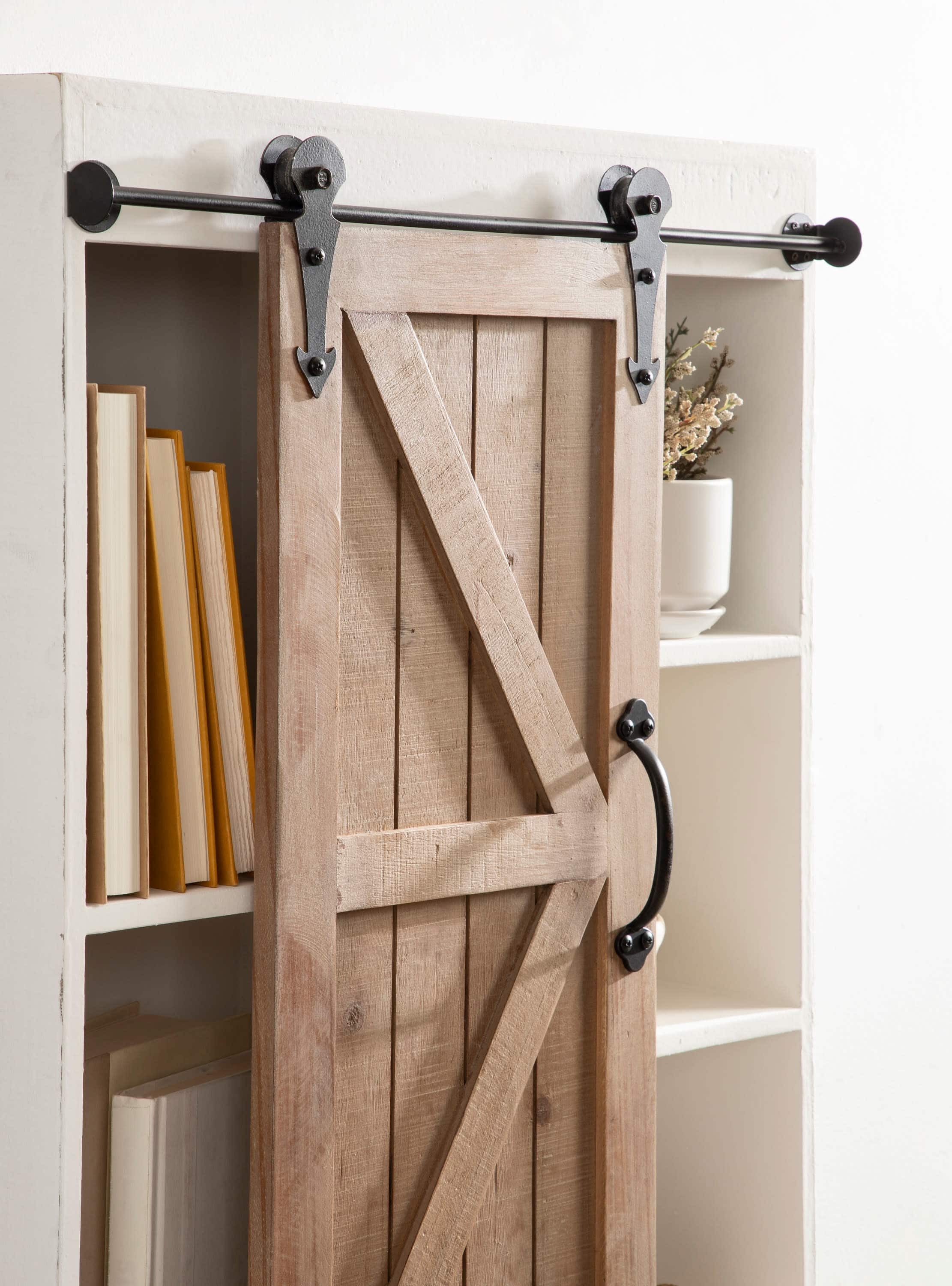 Kate and Laurel Cates Wood Wall Storage Cabinet with Sliding Barn Door