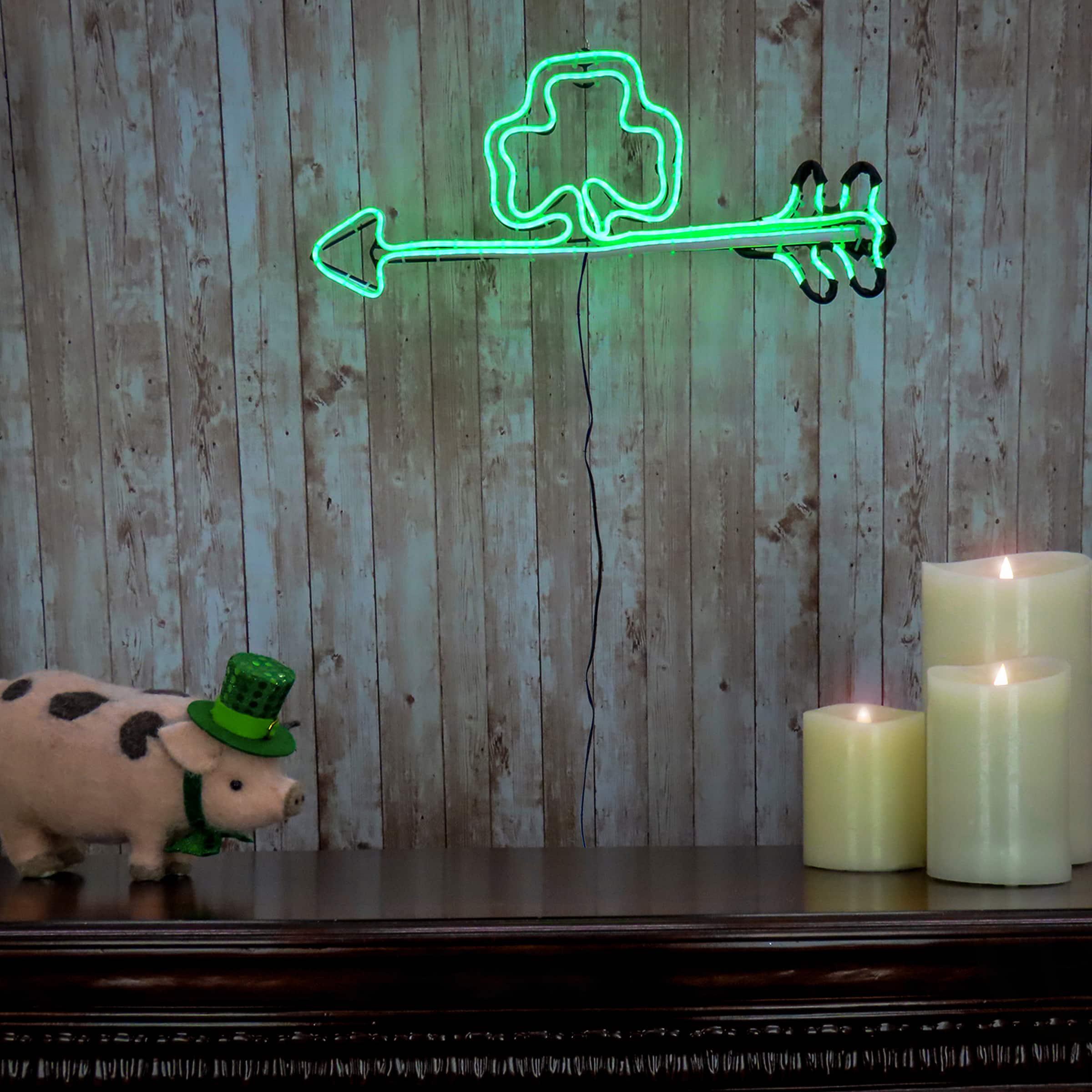20" Green Neon Shamrock Style Decoration