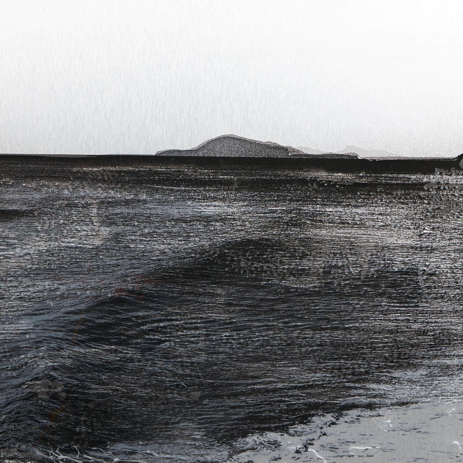 Silver Canvas Ocean Landscape Textured Framed Wall Art with Black & White Accents