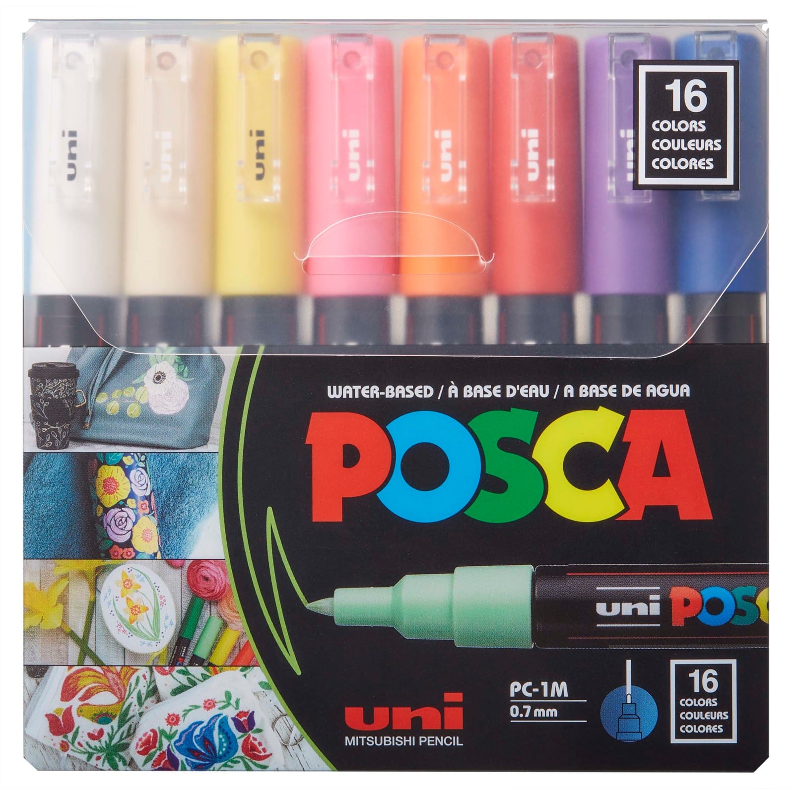 Uni POSCA PC-1M Extra Fine 16 Color Paint Marker Set