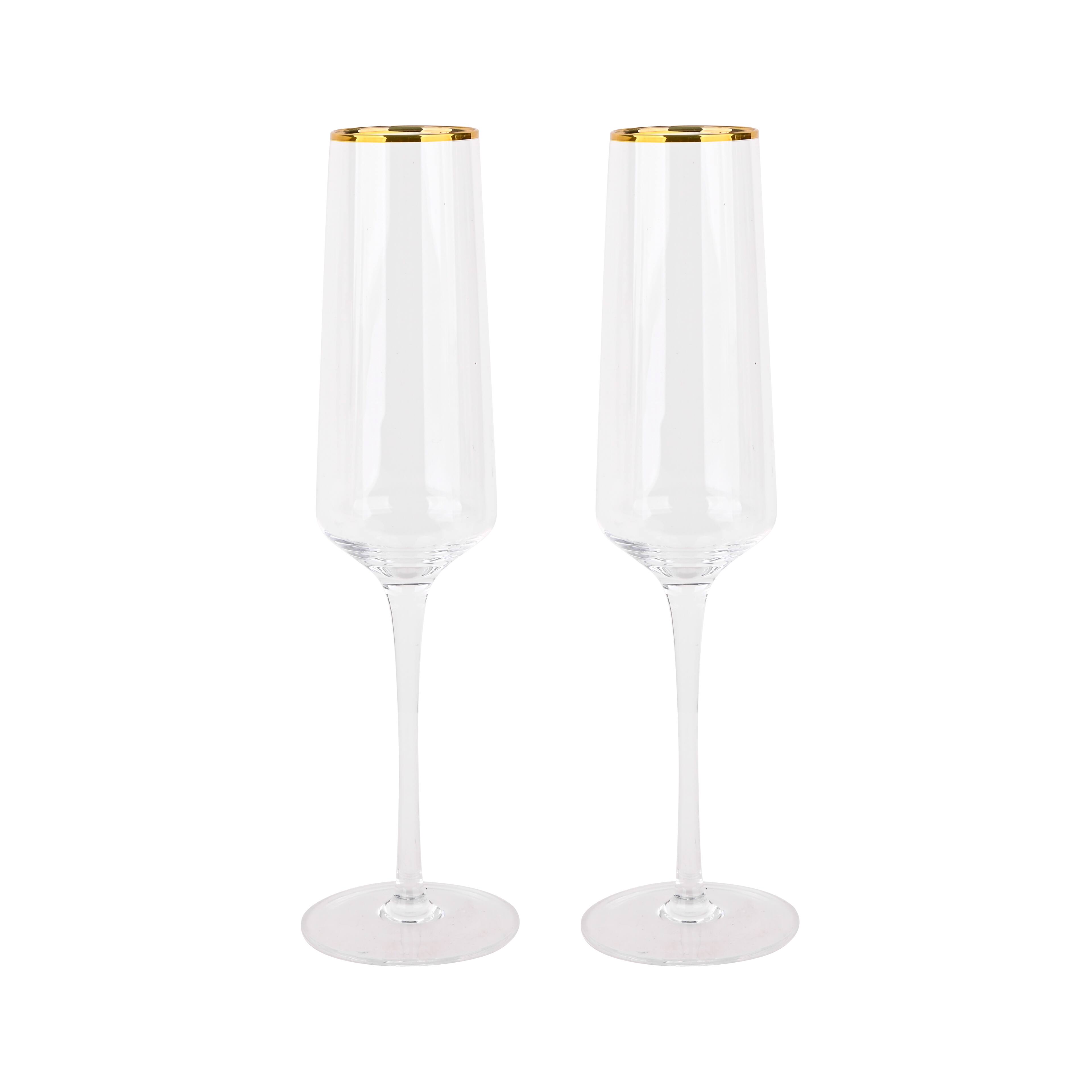 6oz. Clear Flute Glasses with Gold Rim, 2ct. by Celebrate It™