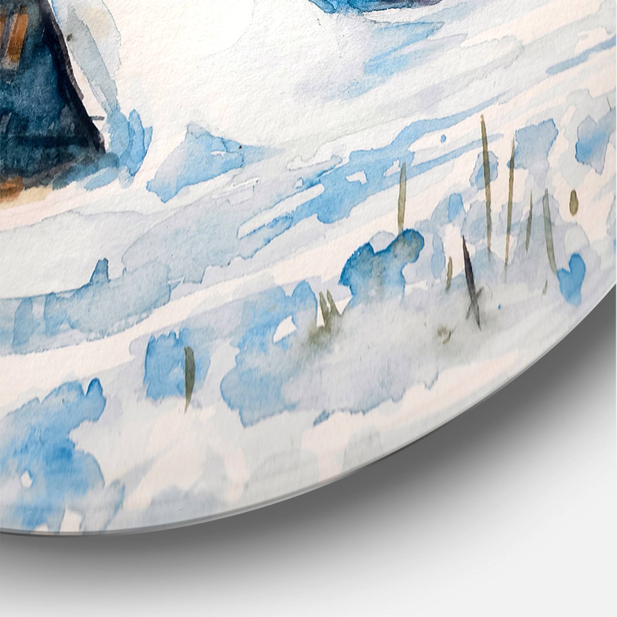 Designart - Mountain Village In Winter