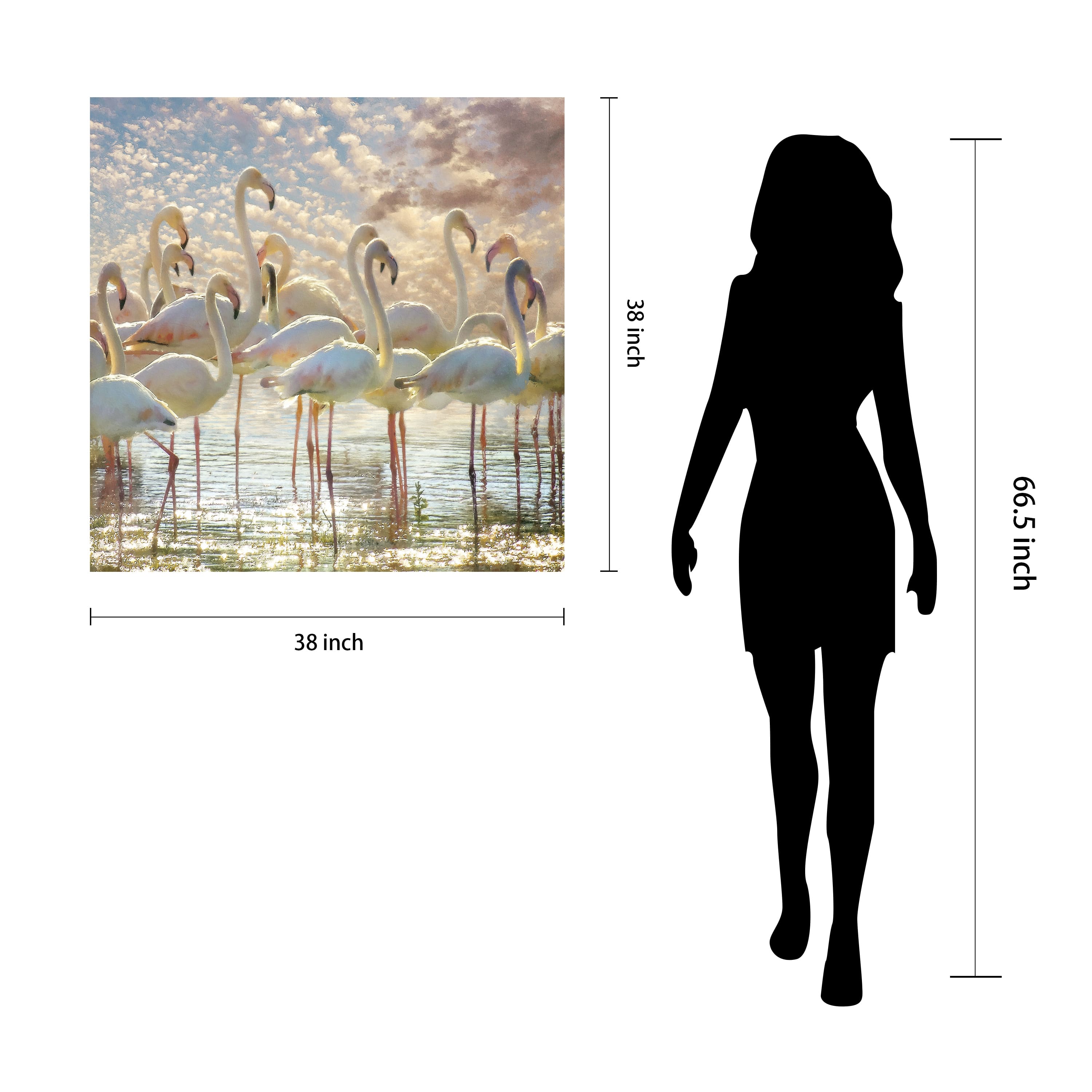 Empire Art Direct 38" x 38" Flamingo Flair Frameless Free Floating Printed Tempered Glass Wall Art