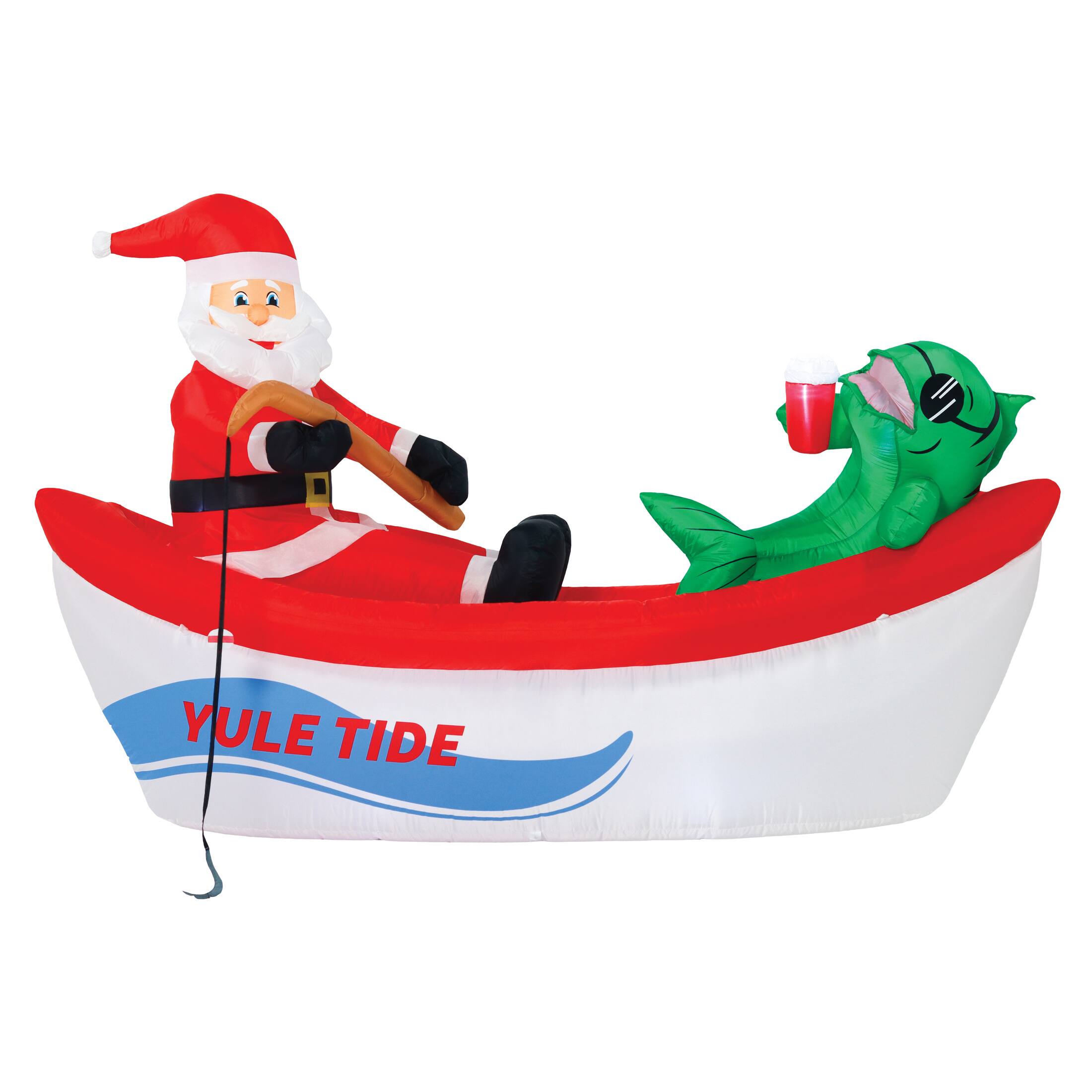 A Holiday Company 8ft. Inflatable Fishing Santa in Boat