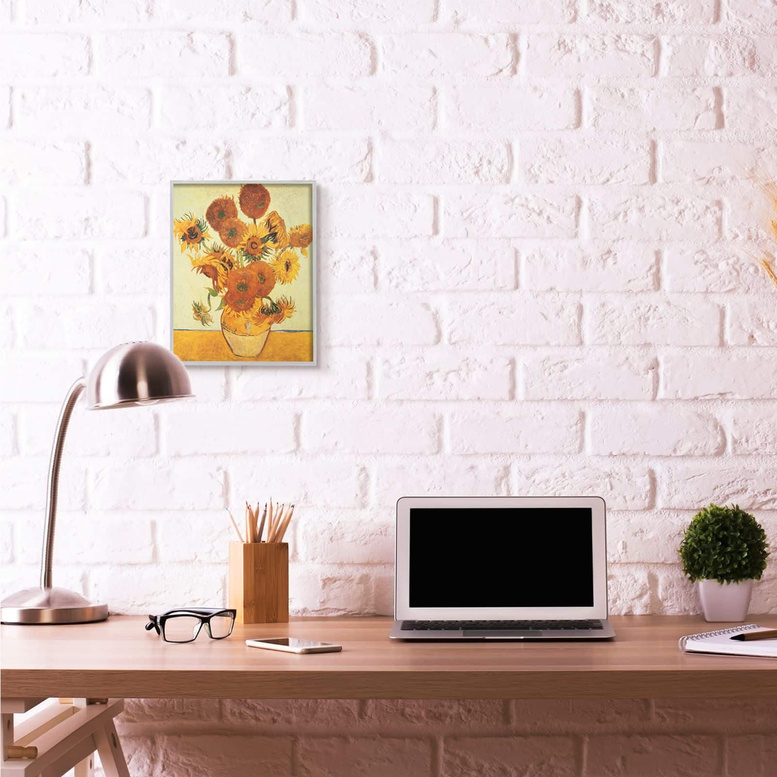 Stupell Industries Van Gogh Sunflowers Gray Framed Wall Art