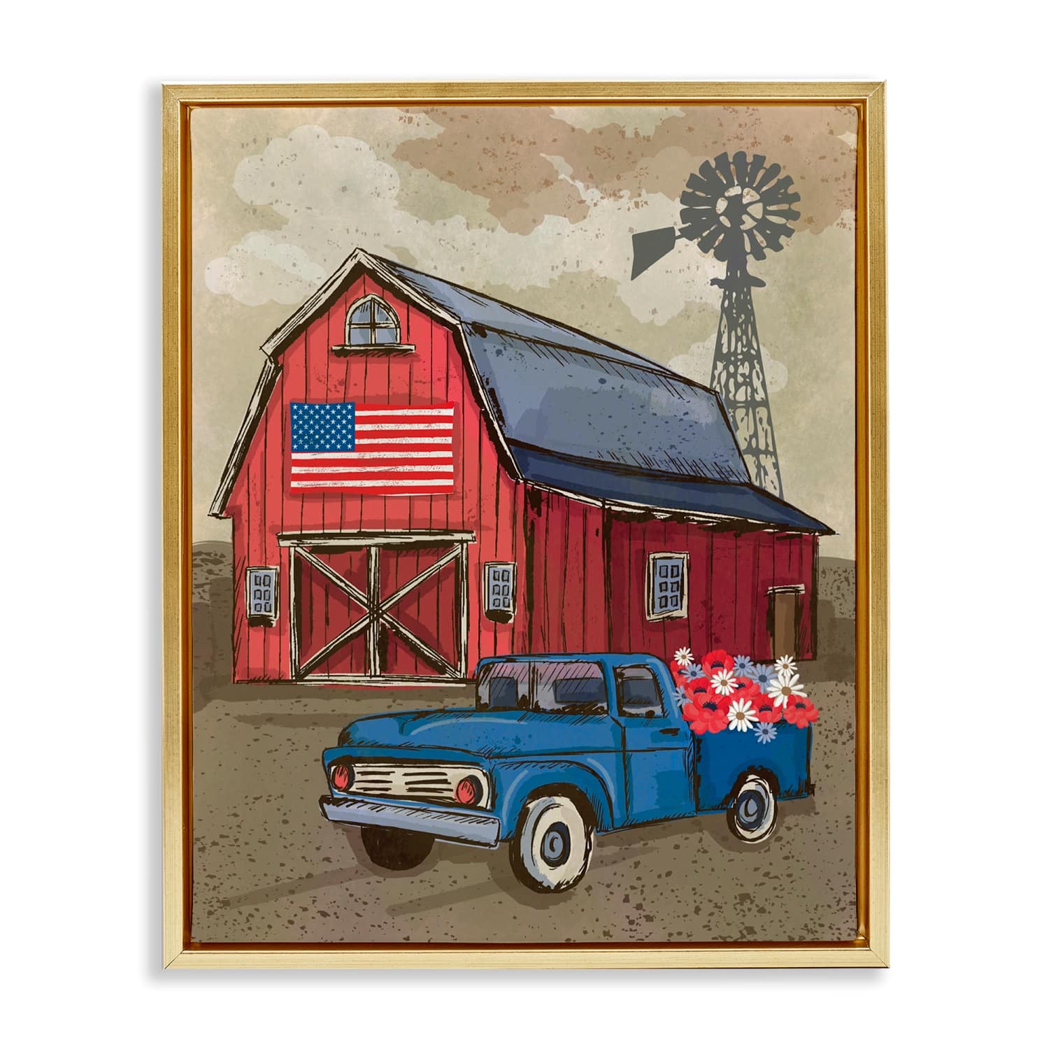 Stupell Industries Vintage Americana Barn Floater Framed Art