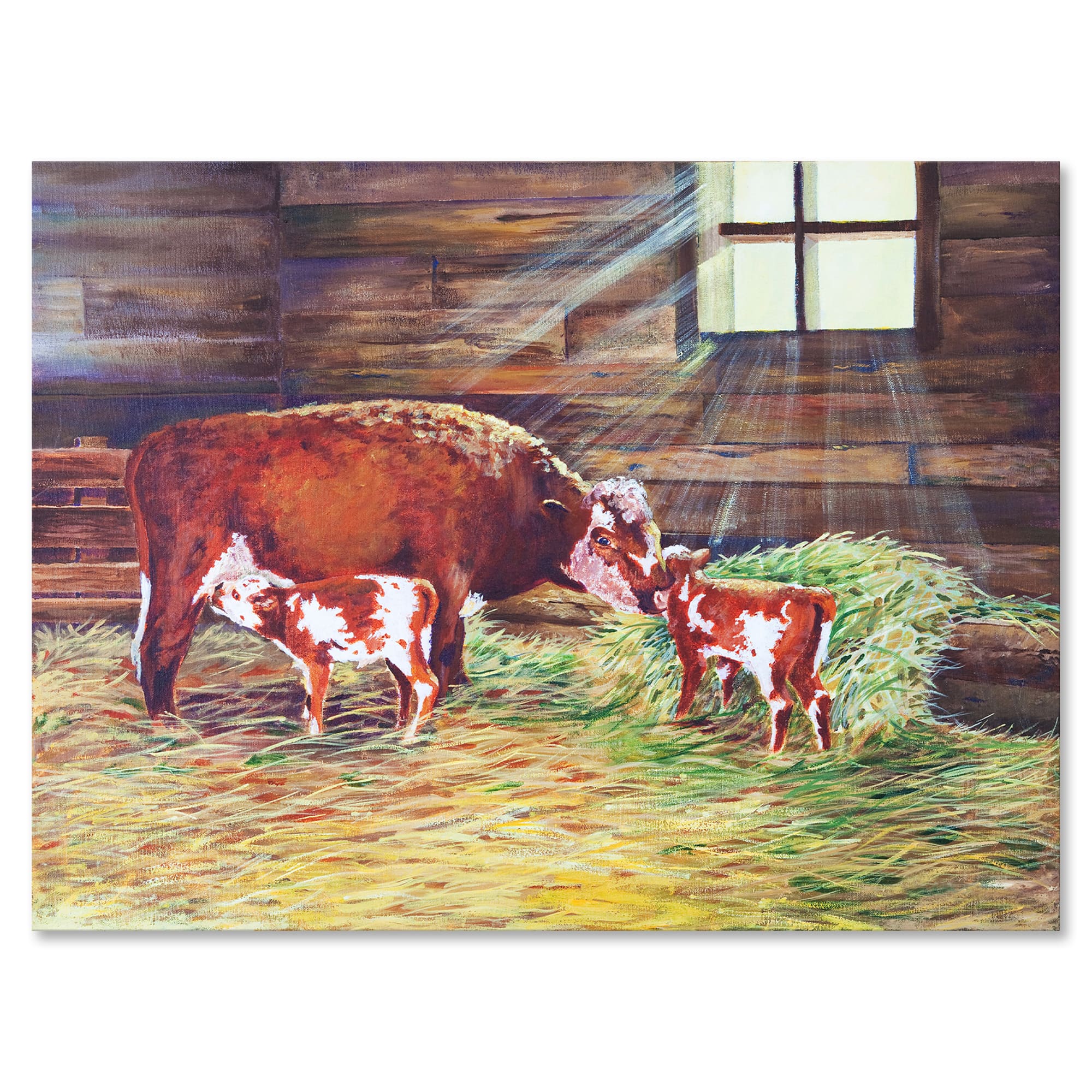 Designart - Newborn Twin Calves At The Farm - Farmhouse Canvas Wall Art Print