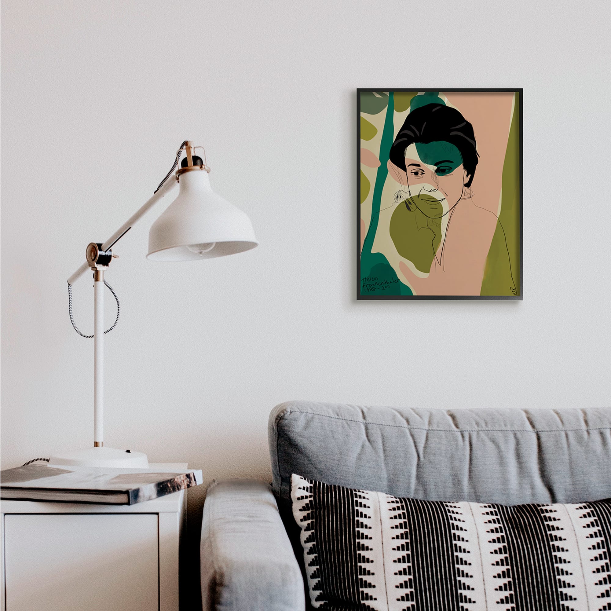 Stupell Industries Frankenthaler Painter Portrait Abstract Green Shapes in Frame Wall Art