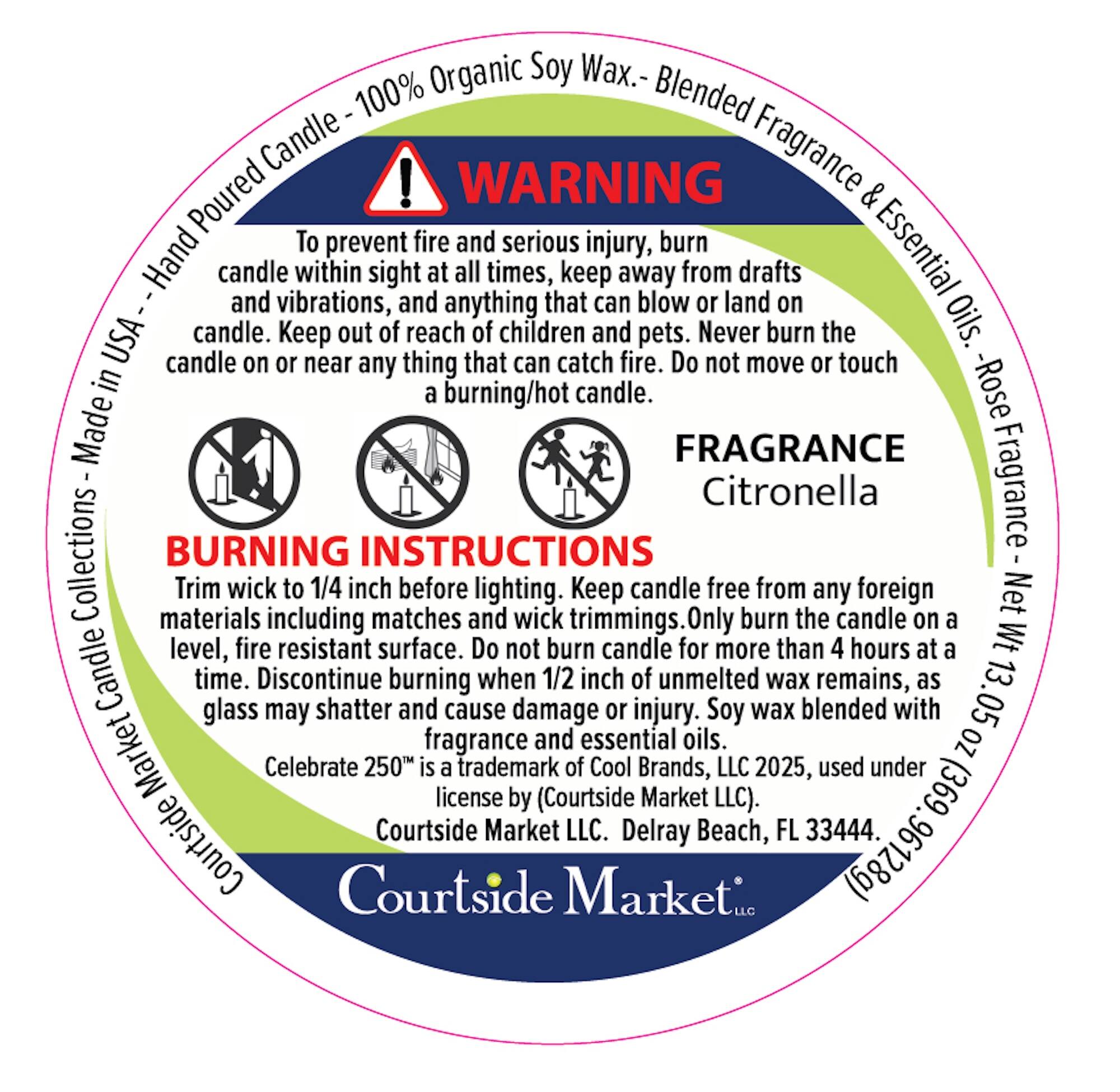 Courtside Market® Celebrate 250™ 3-Wick Citronella Candle & Patriotic Heart Hanging Artboard Set