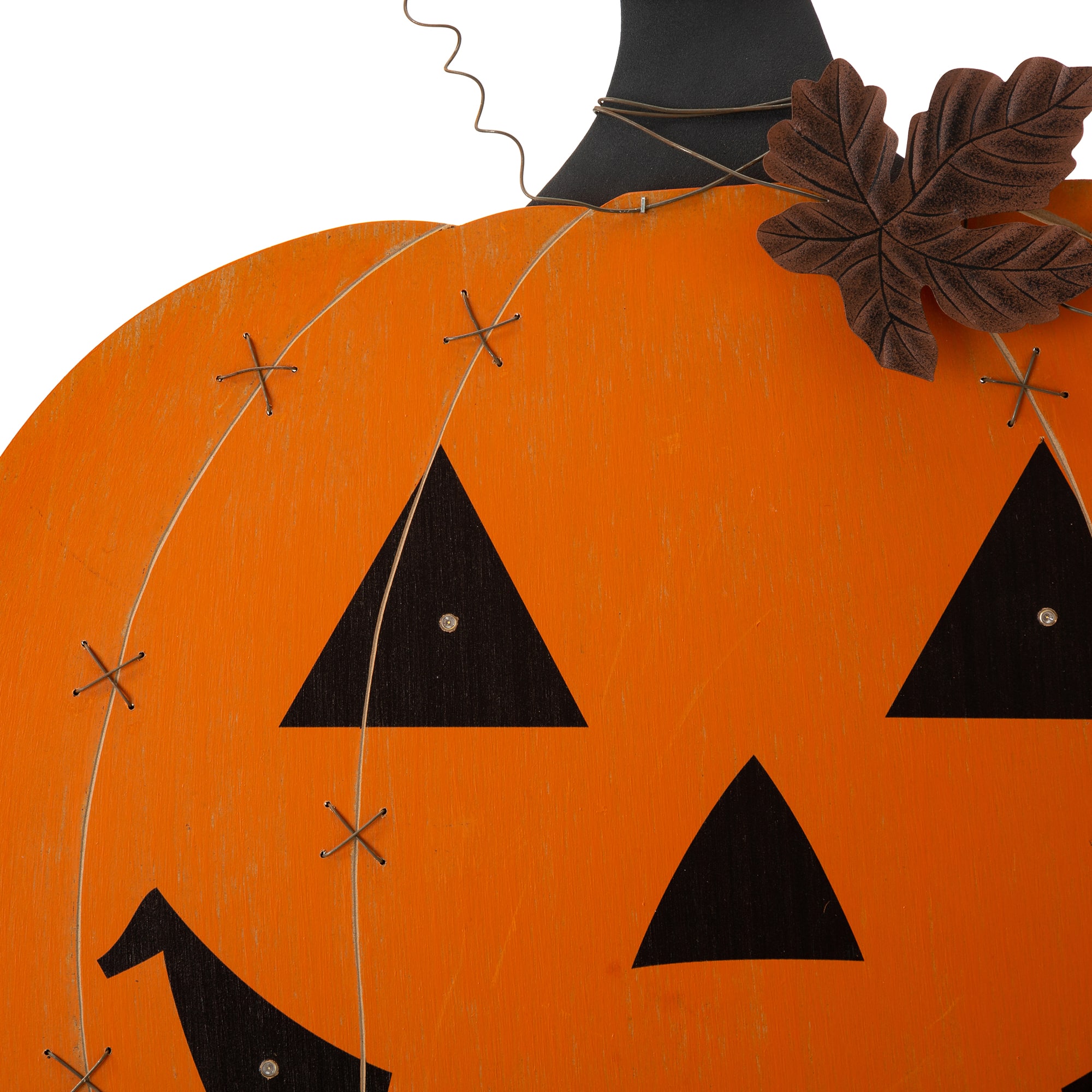 Glitzhome® 30" Orange Lighted Metal Halloween Pumpkin Yard Stake