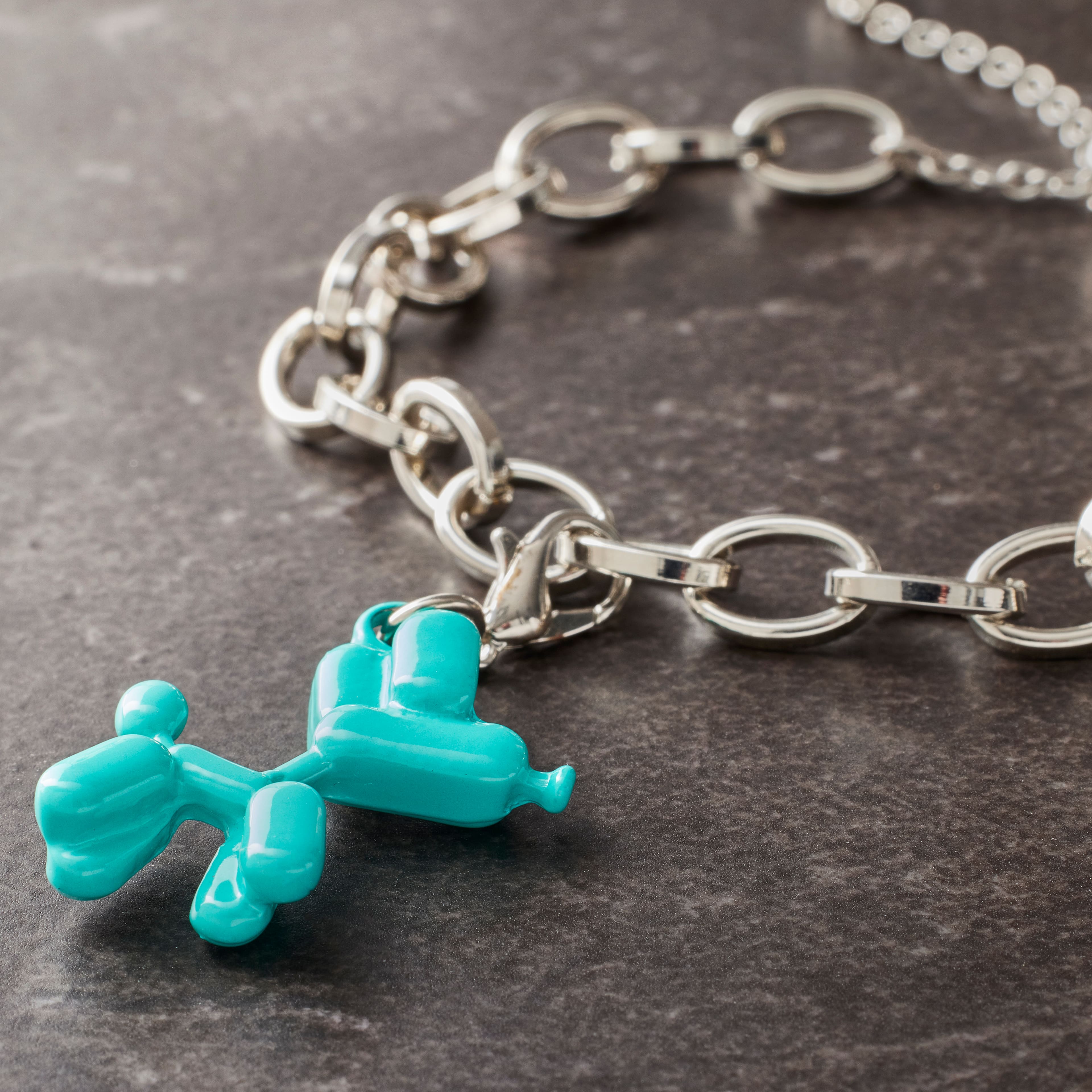 12 Pack: Turquoise Balloon Dog Charm by Bead Landing™