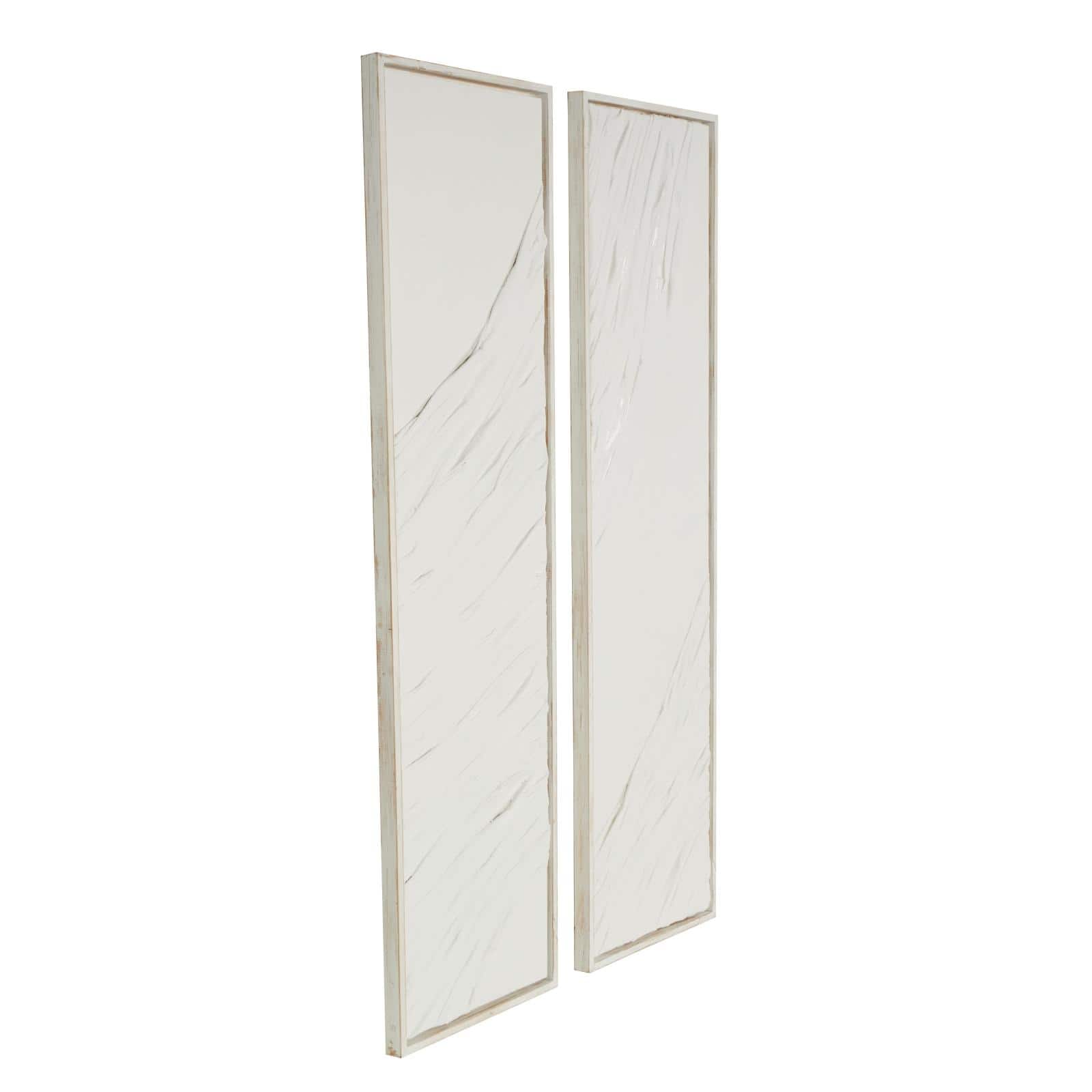 19.5" x 70.5" Cream Abstract Dimensional Wavy Textured Wood Panel Wall Décor Set