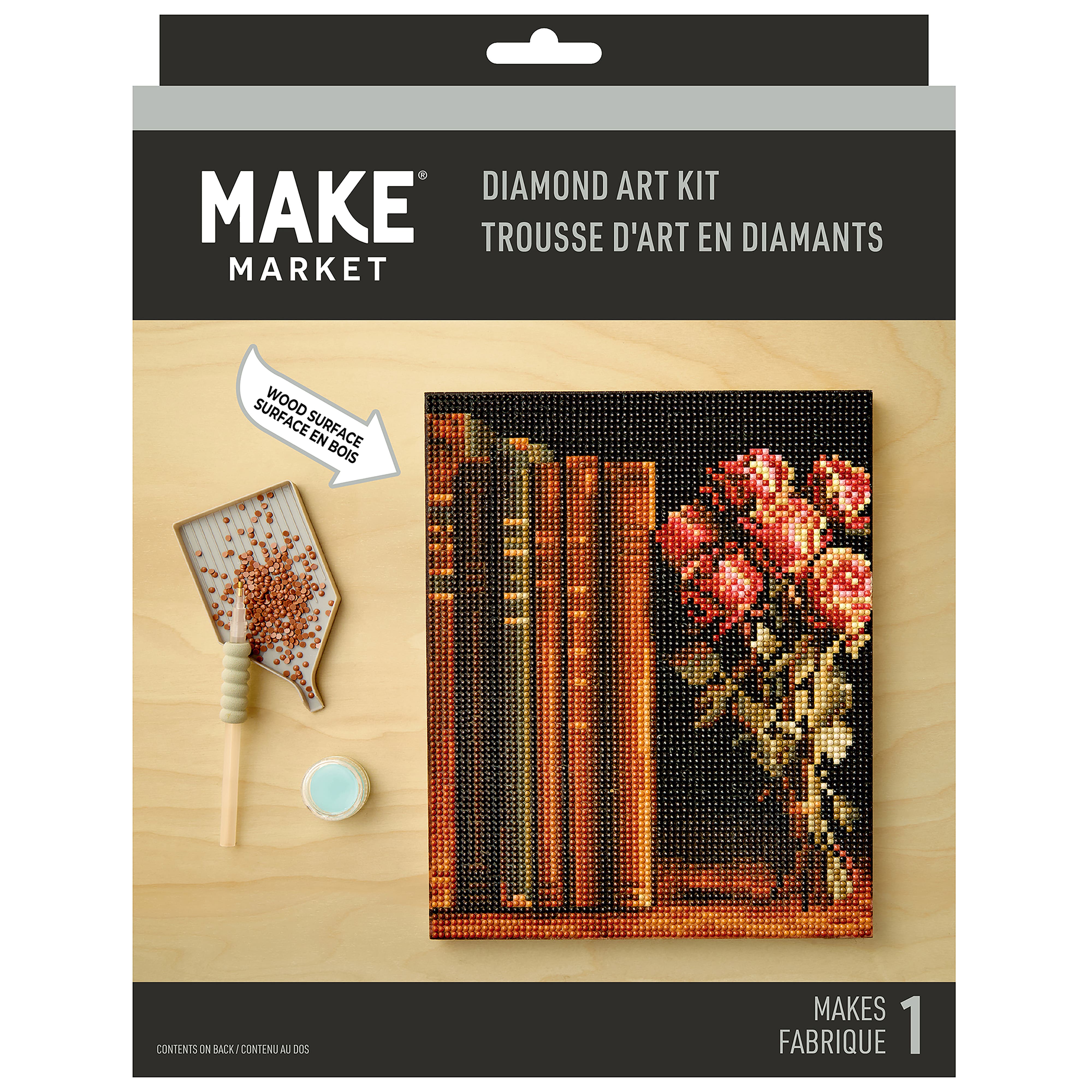 8" x 10" Books & Flowers Wood Plank Diamond Art Kit by Make Market®