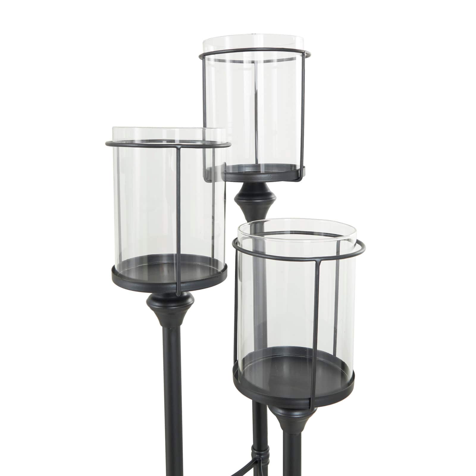 55" Black Metal Floor Hurricane Lamp Decoration