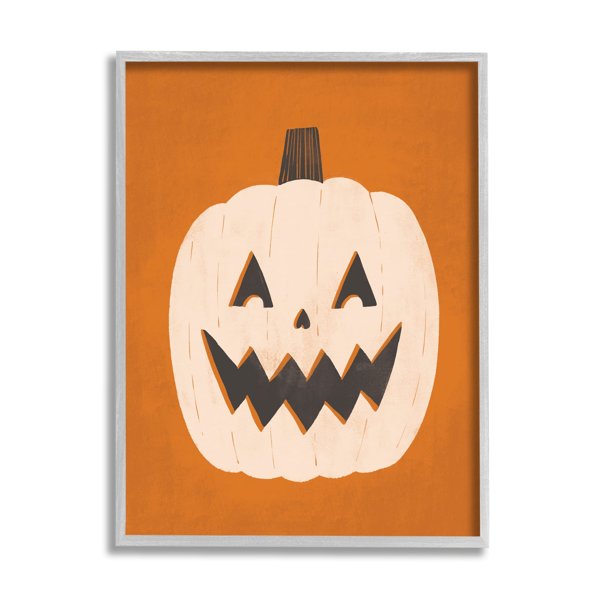Stupell Industries Happy Jack-o-Lantern Halloween Pumpkin Framed Giclee Art