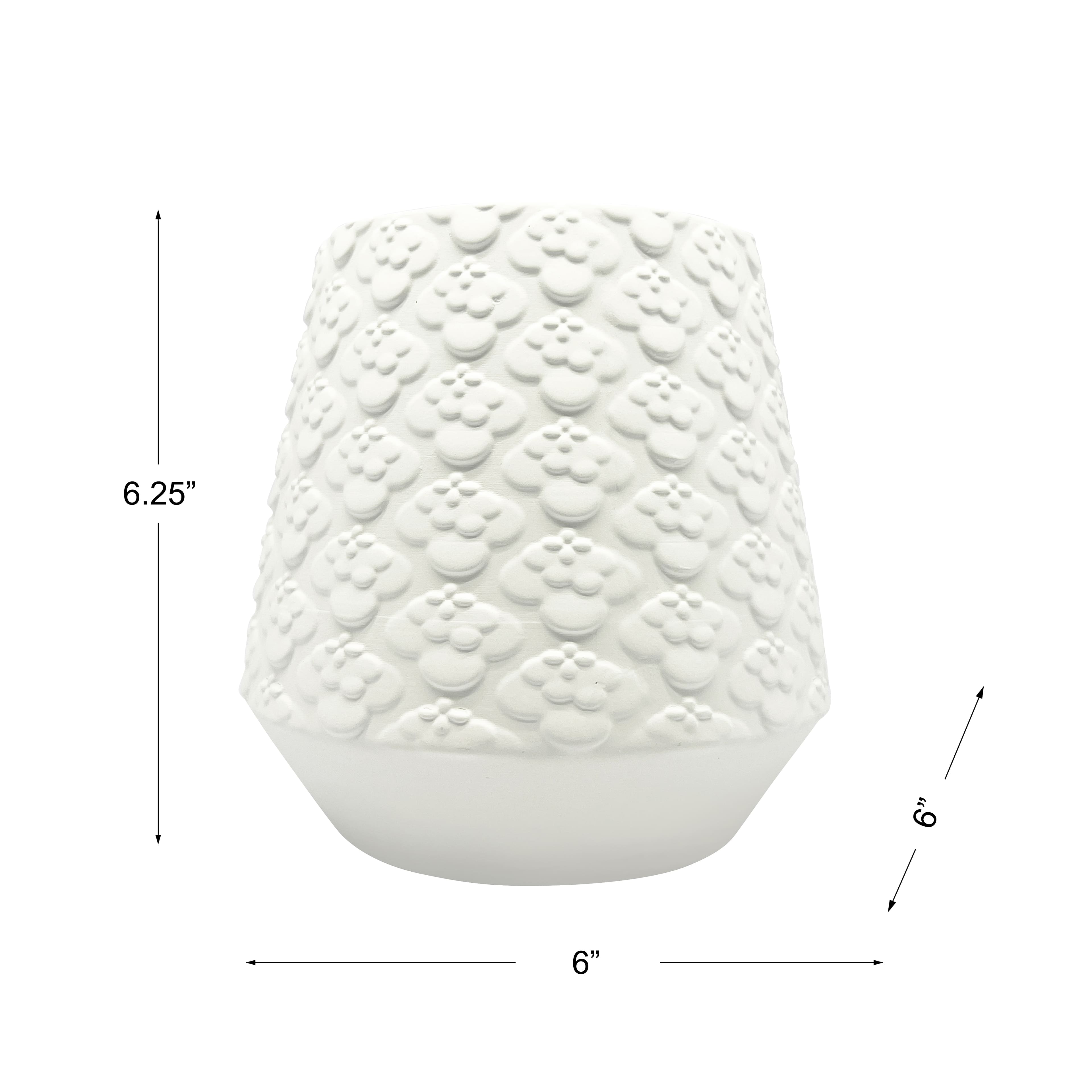 6.25" Embossed Retro Floral DIY Ceramic Vase by Make Market®