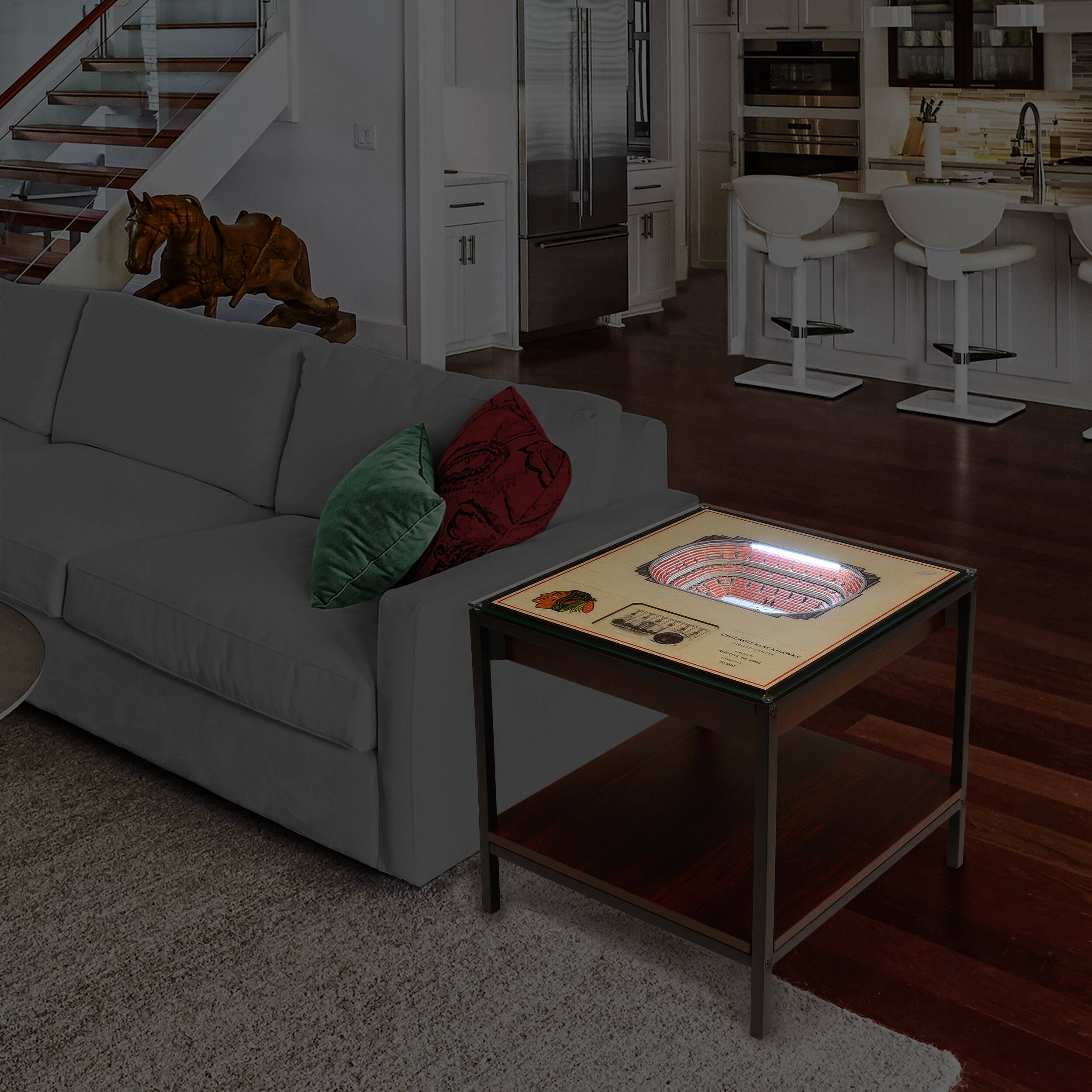 23" Chicago Blackhawks 25-Layer StadiumViews Lighted End Table