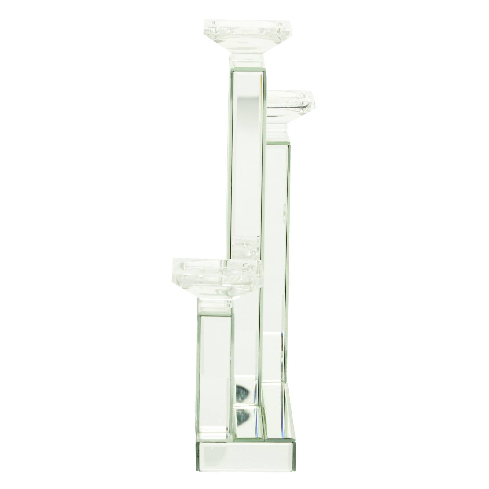 17" Silver Wood Glam Candlestick Holder