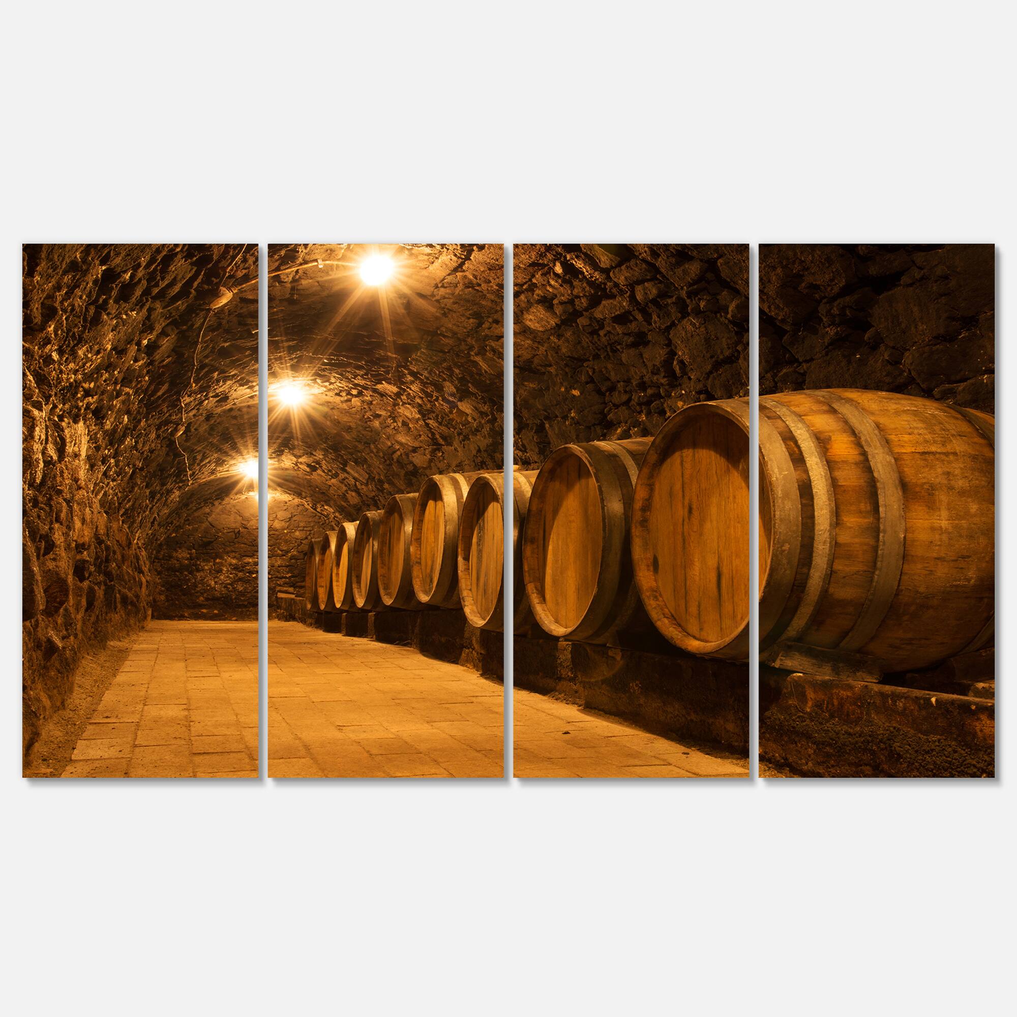 Designart - Oak Barrels in the Tunnel