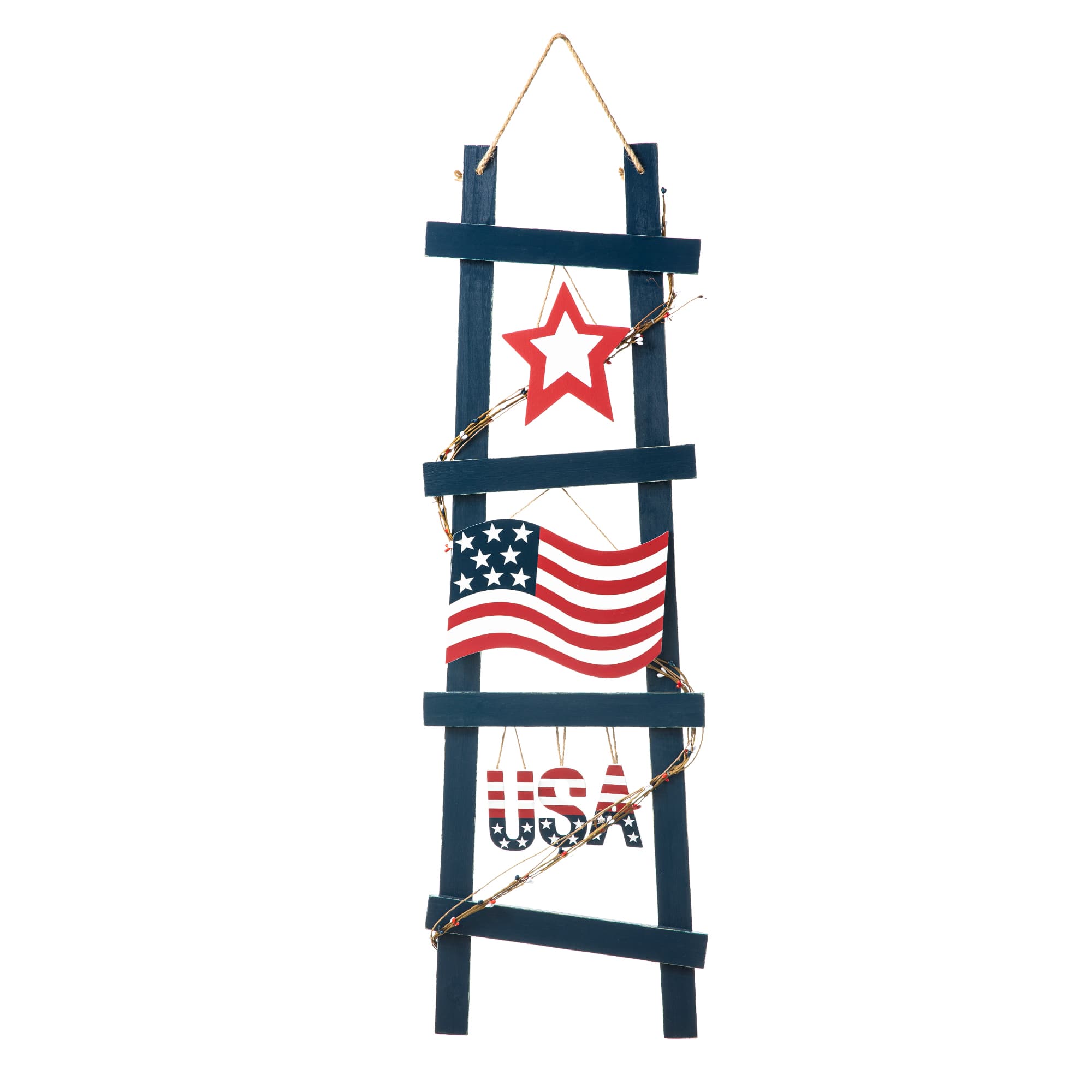 Glitzhome® 36" Patriotic Americana Ladder-Shaped Porch Décor
