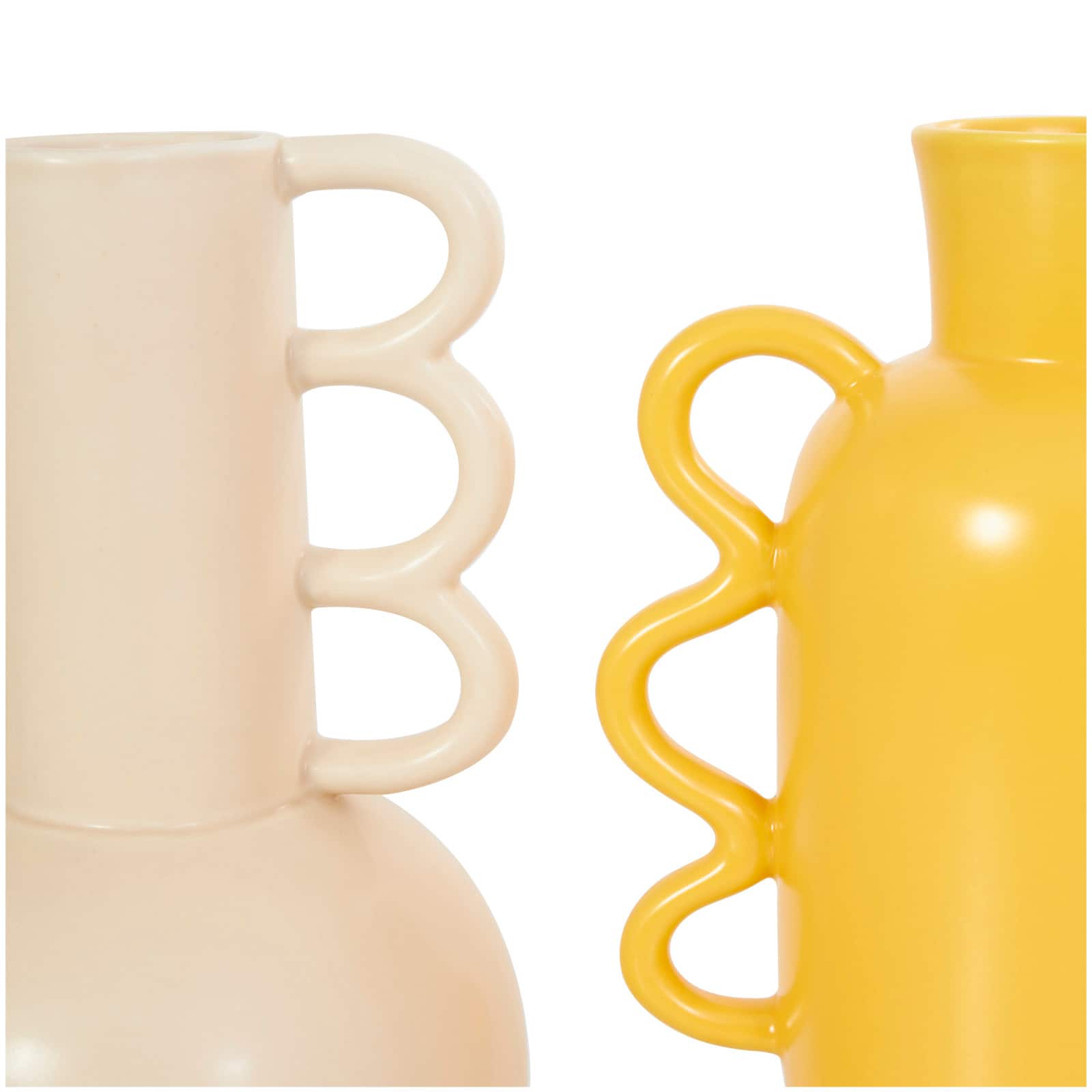 CosmoLiving by Cosmopolitan Geometric Wavy Handles Ceramic Vase Set