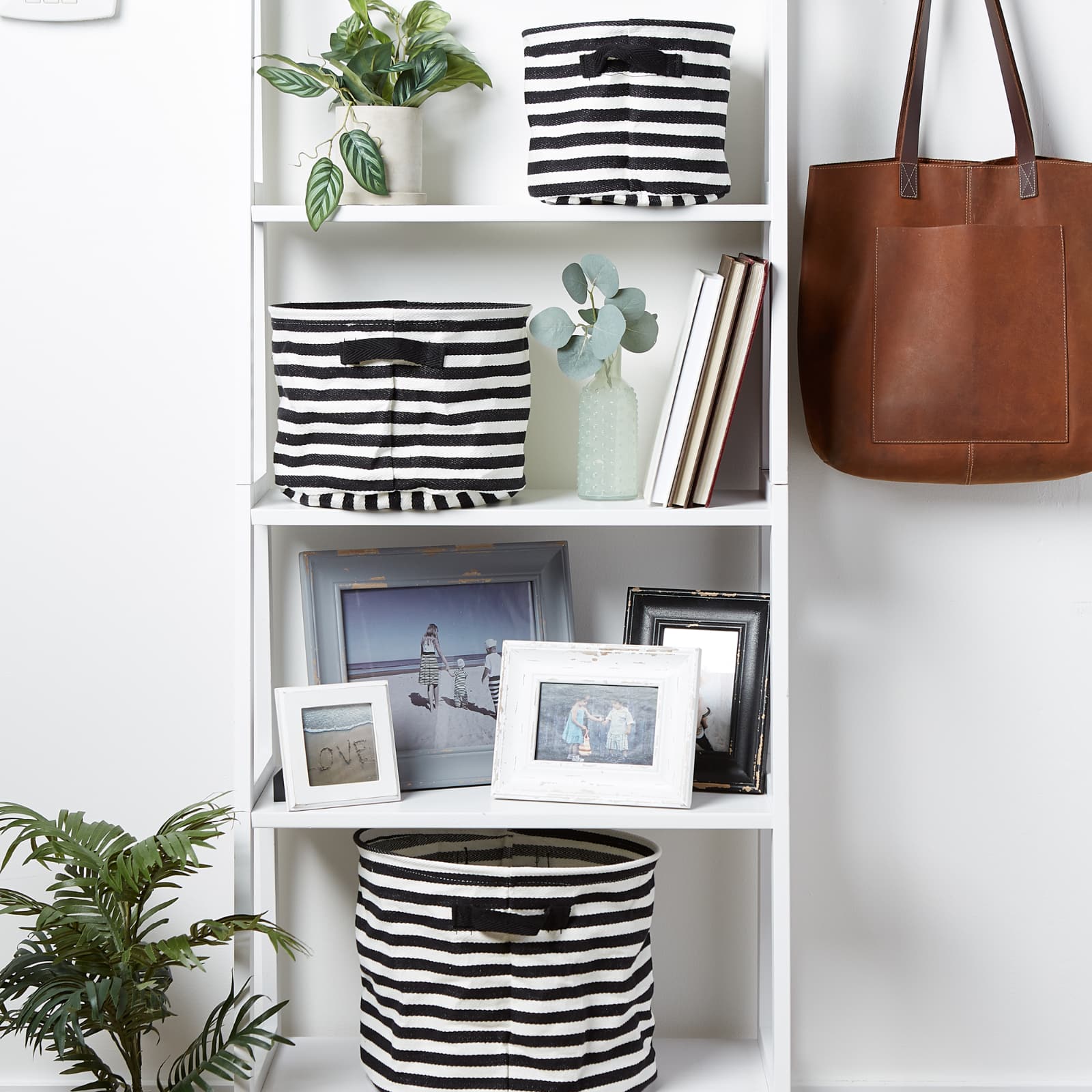 DII® Round Stripes PE-Coated Herringbone Woven Cotton Laundry Bin Set