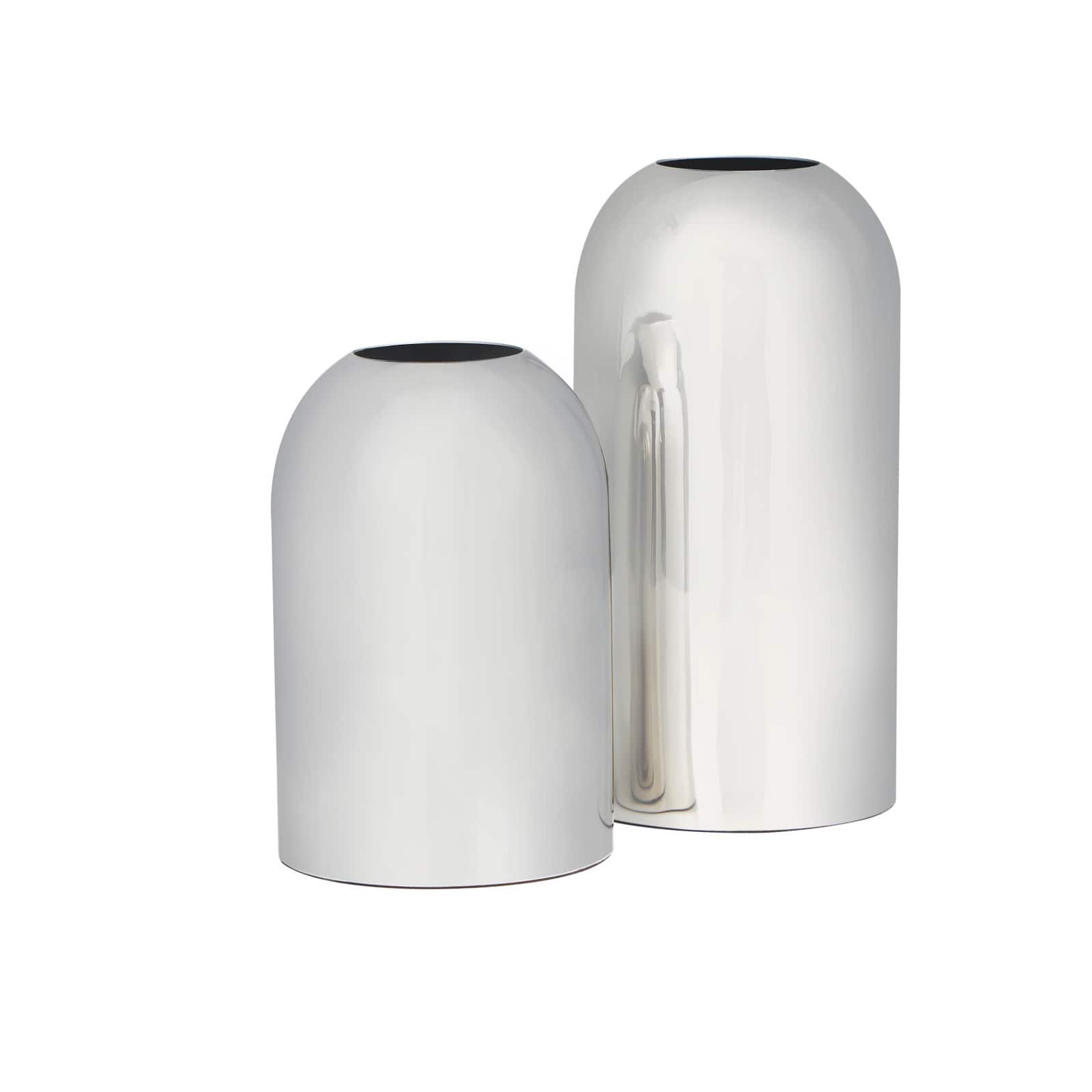 Silver Stainless Steel Vase with a Sleek Mirror Finish Set