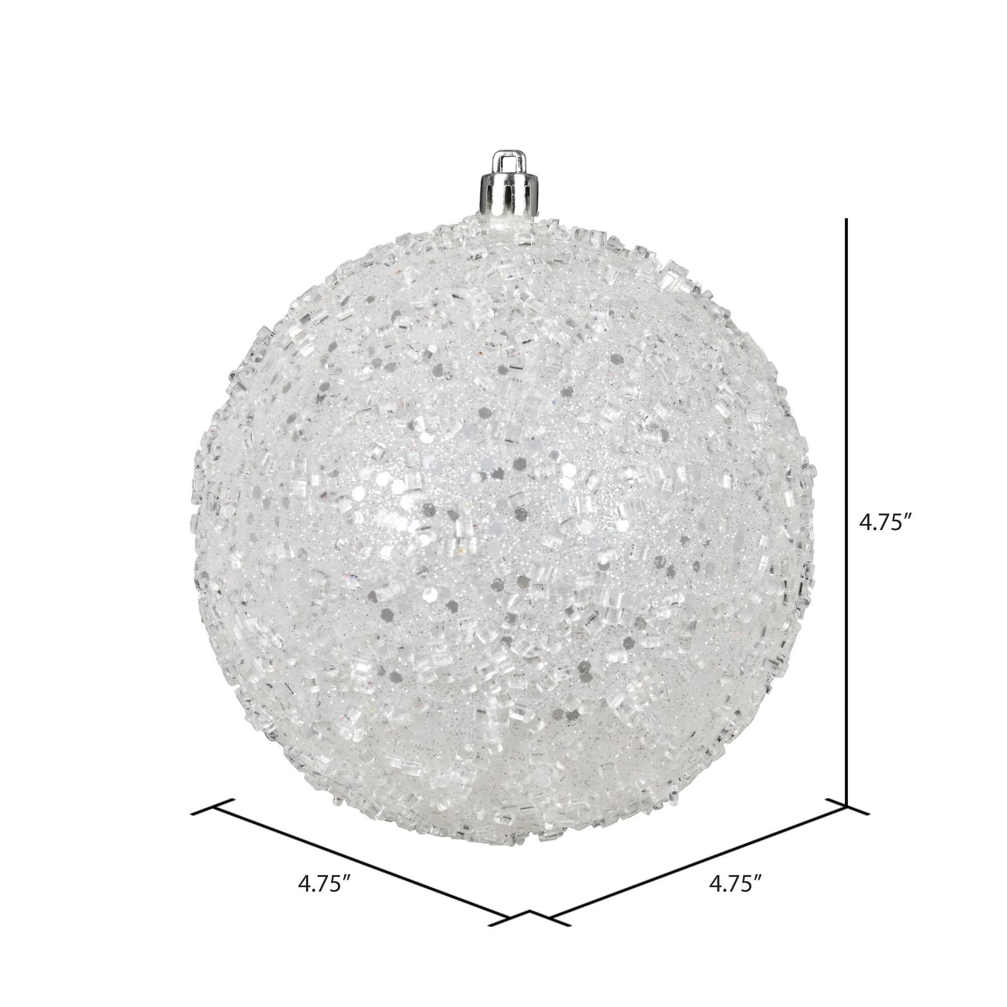 Vickerman White Glitter Hail Ball Christmas Ornaments