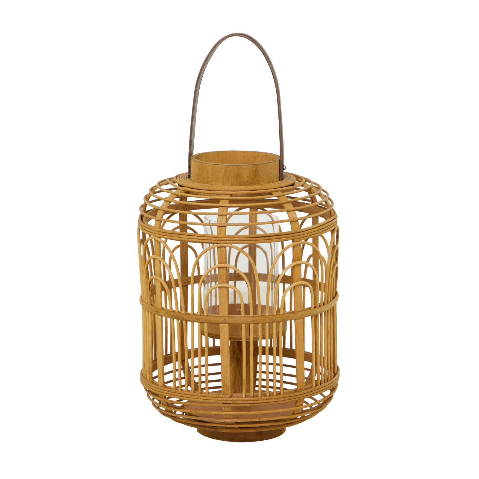 15" Tan Bohemian Bamboo Lantern