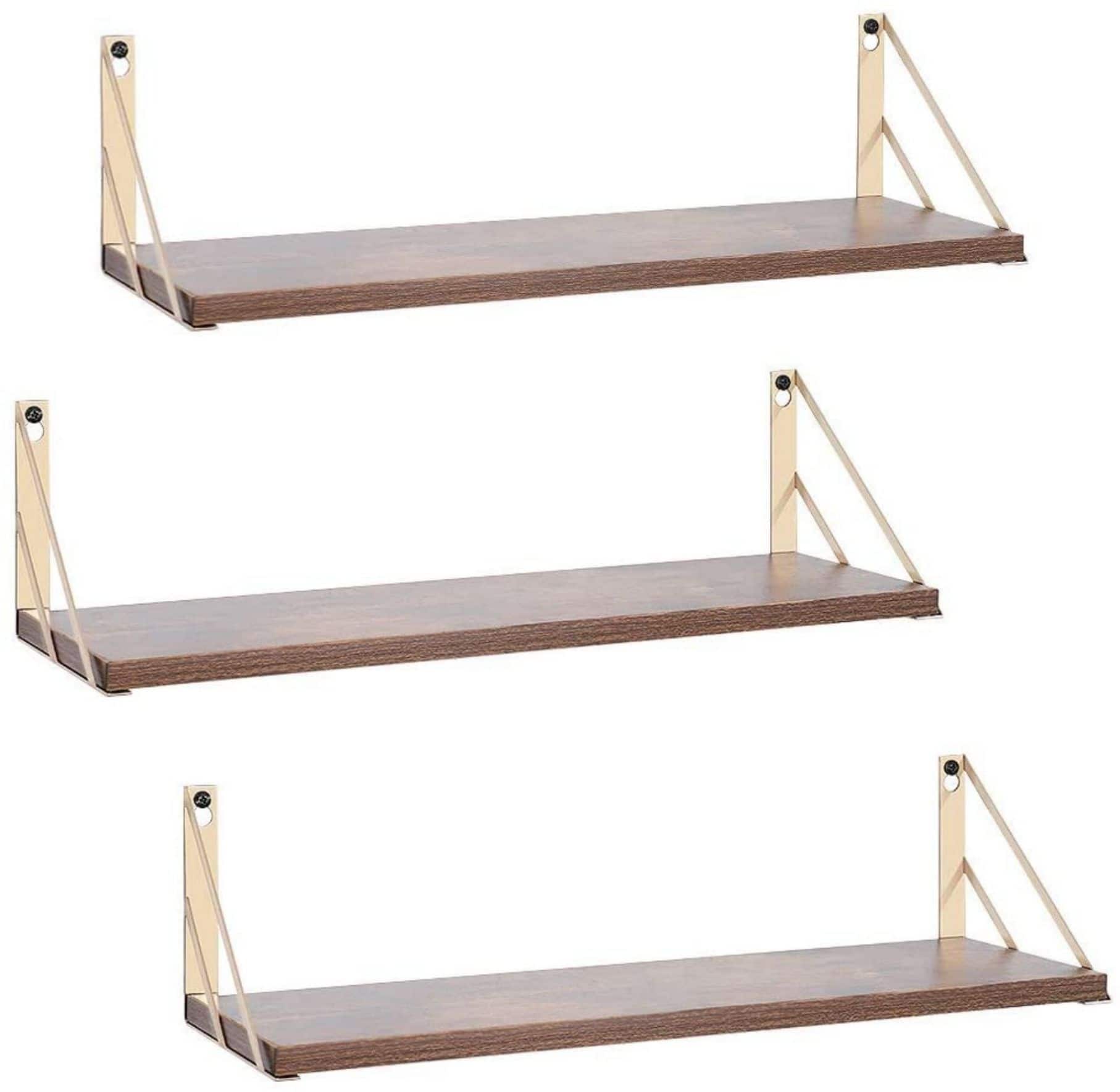 Rustic Wood Wall Shelves Set
