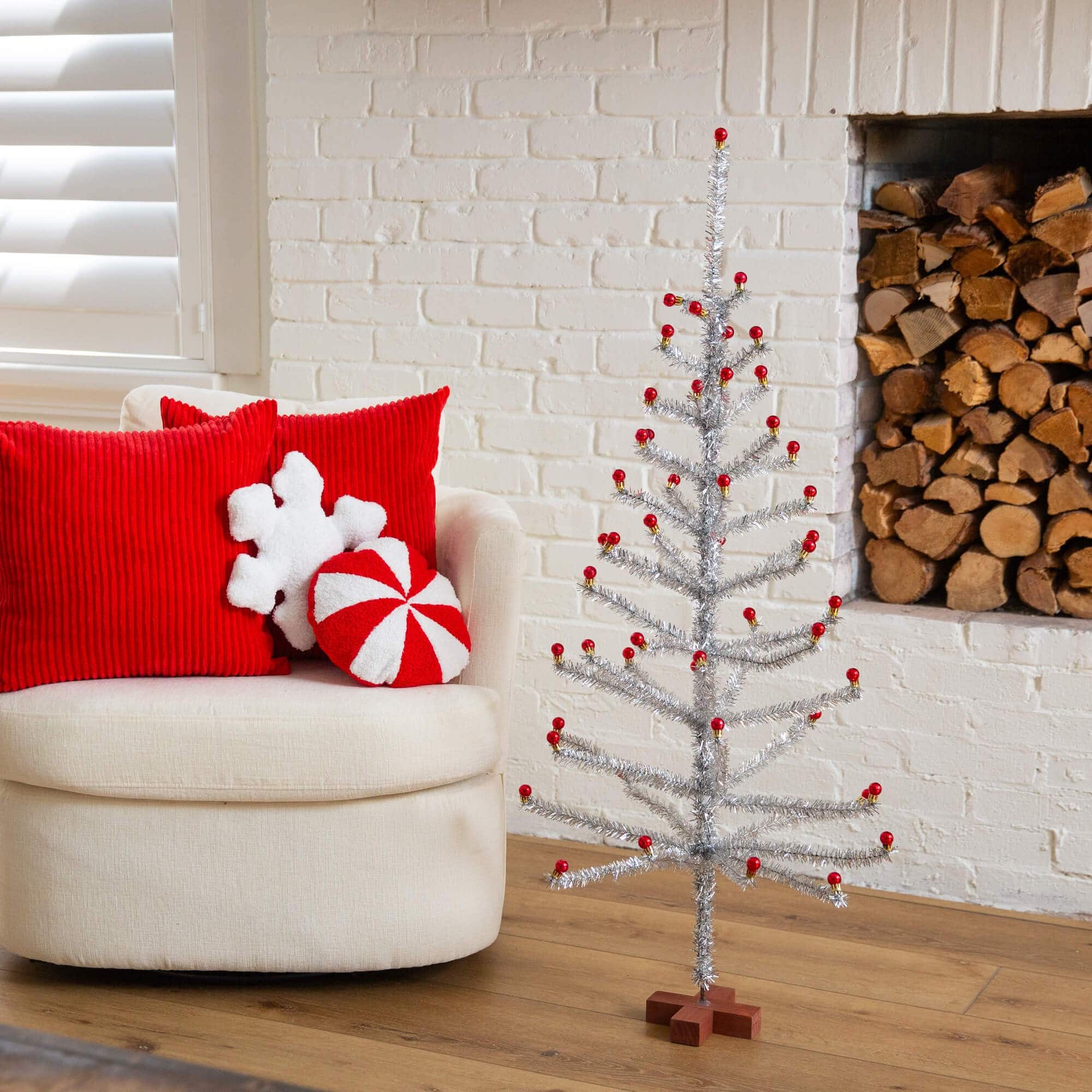 4ft. Unlit Retro Silver Tinsel Artificial Christmas Tree