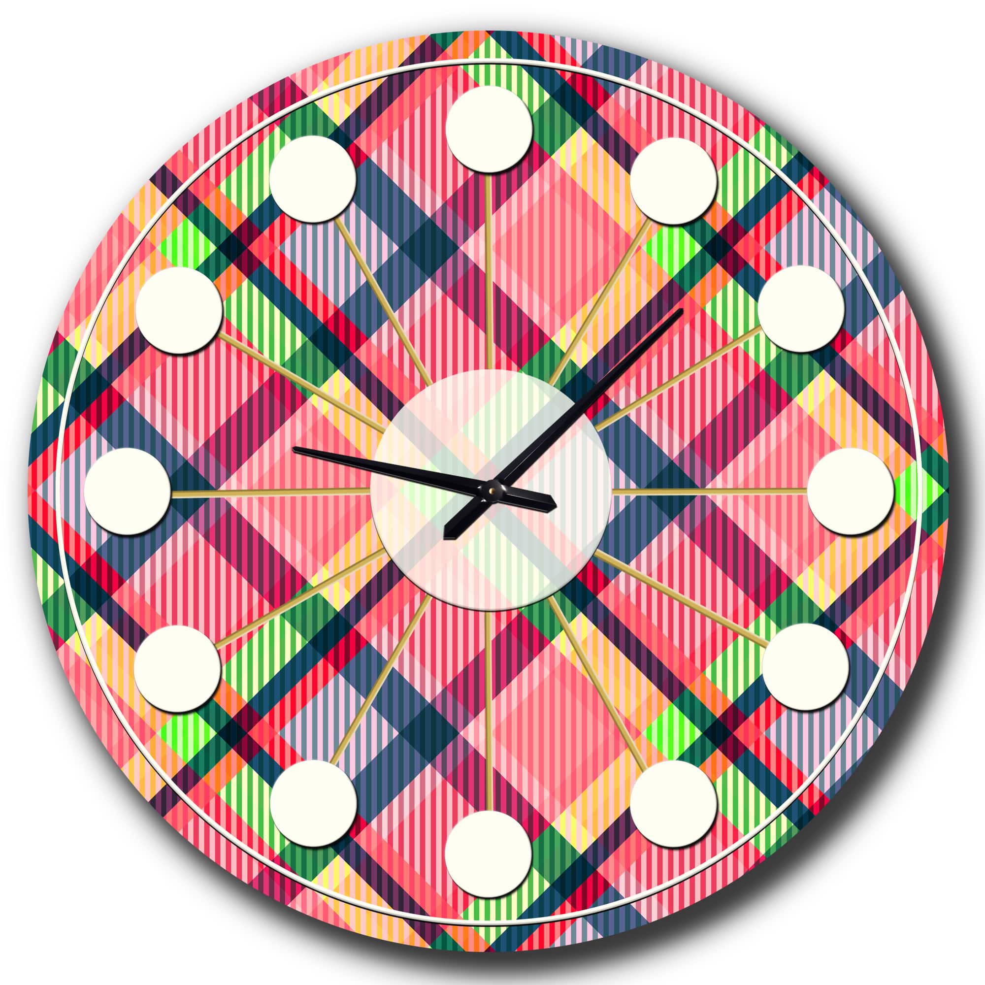 Designart 'Tartan Geometrical Texture I Mid-Century Modern Wall Clock