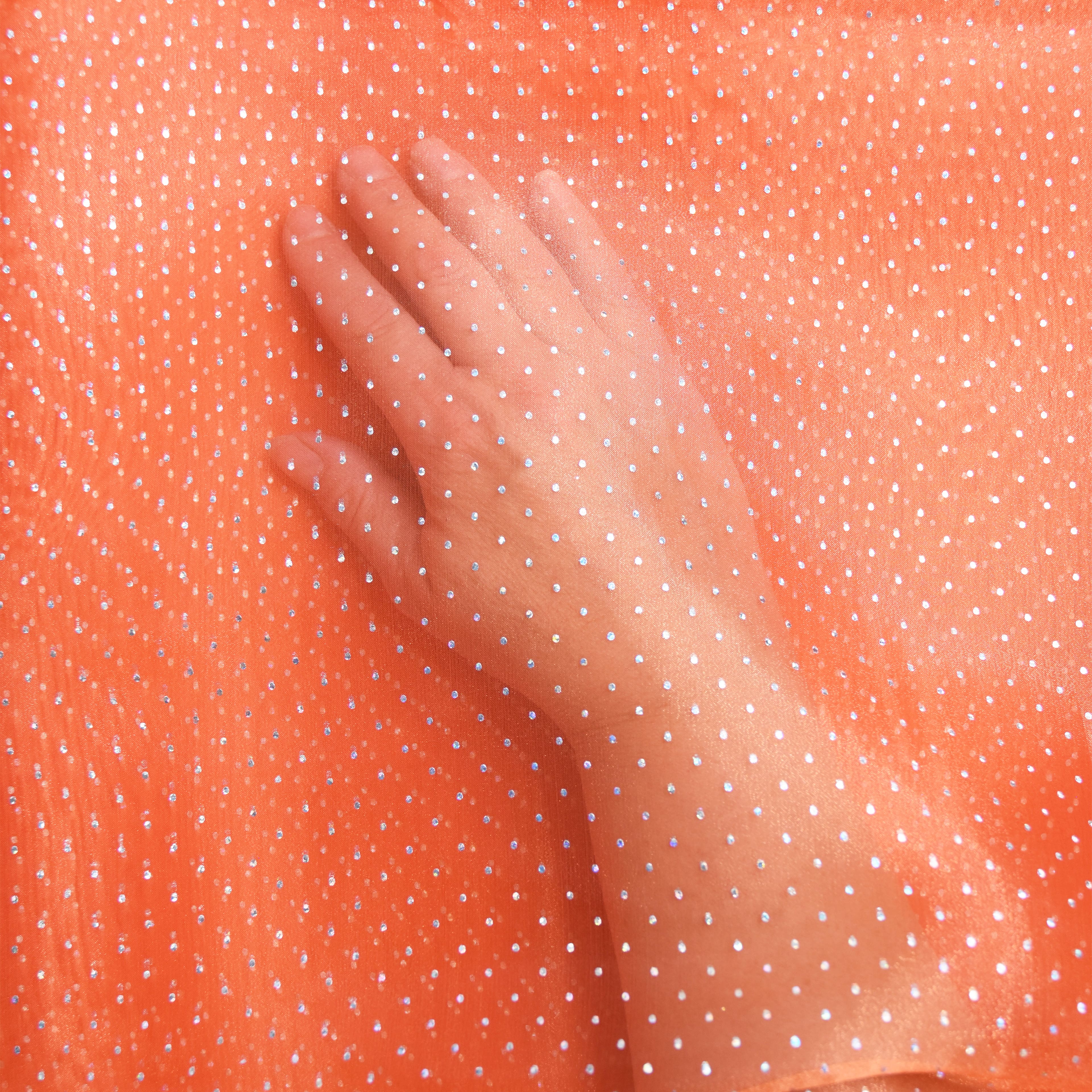 Feldman Orange with Silver Hologram Dots Organza
