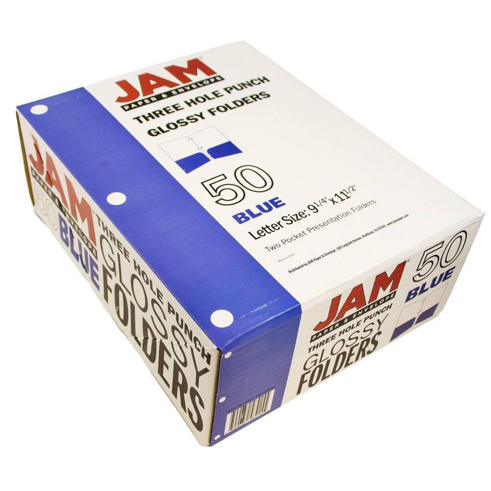JAM Paper Laminated 2-Pocket Glossy 3-Hole Punch School Folders, 6ct.
