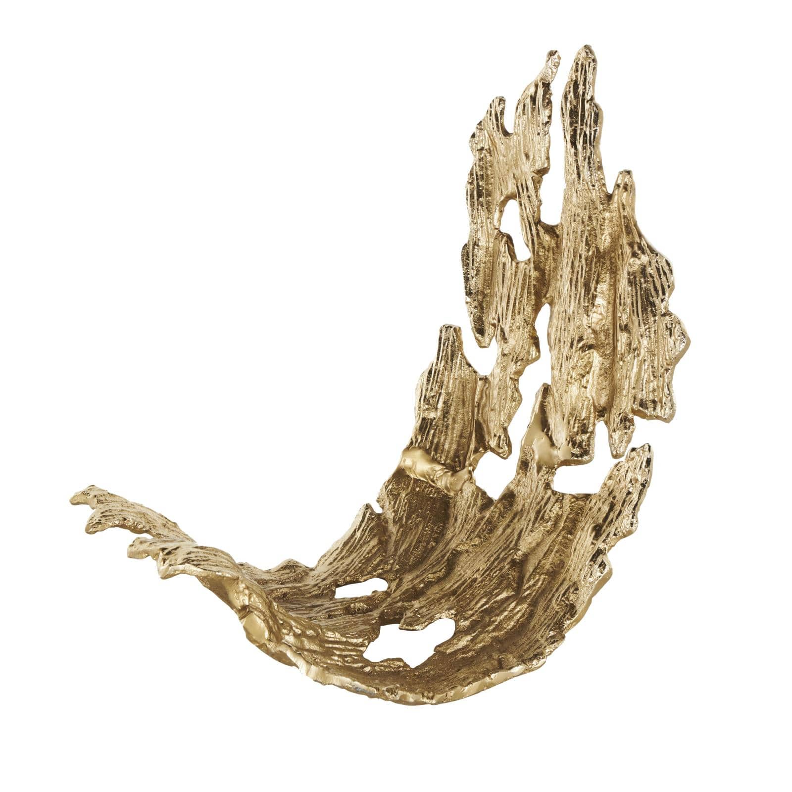 15.75" Gold Metal Angled Leaf Decorative Bowl with Cutouts