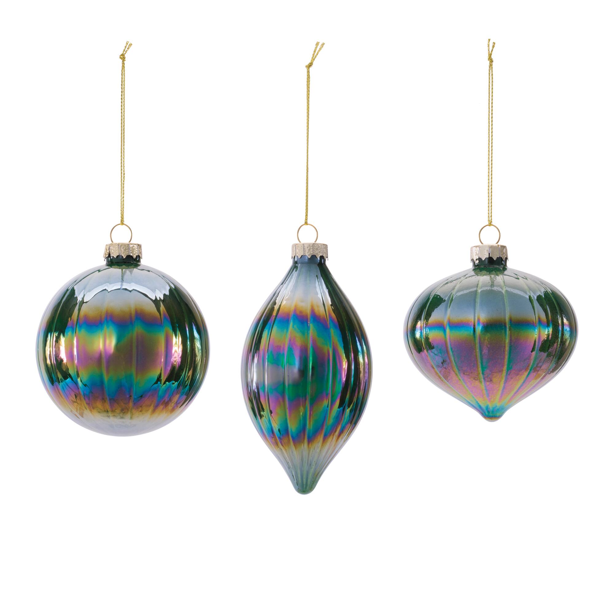 Melrose Iridescent Glass Ornaments Set