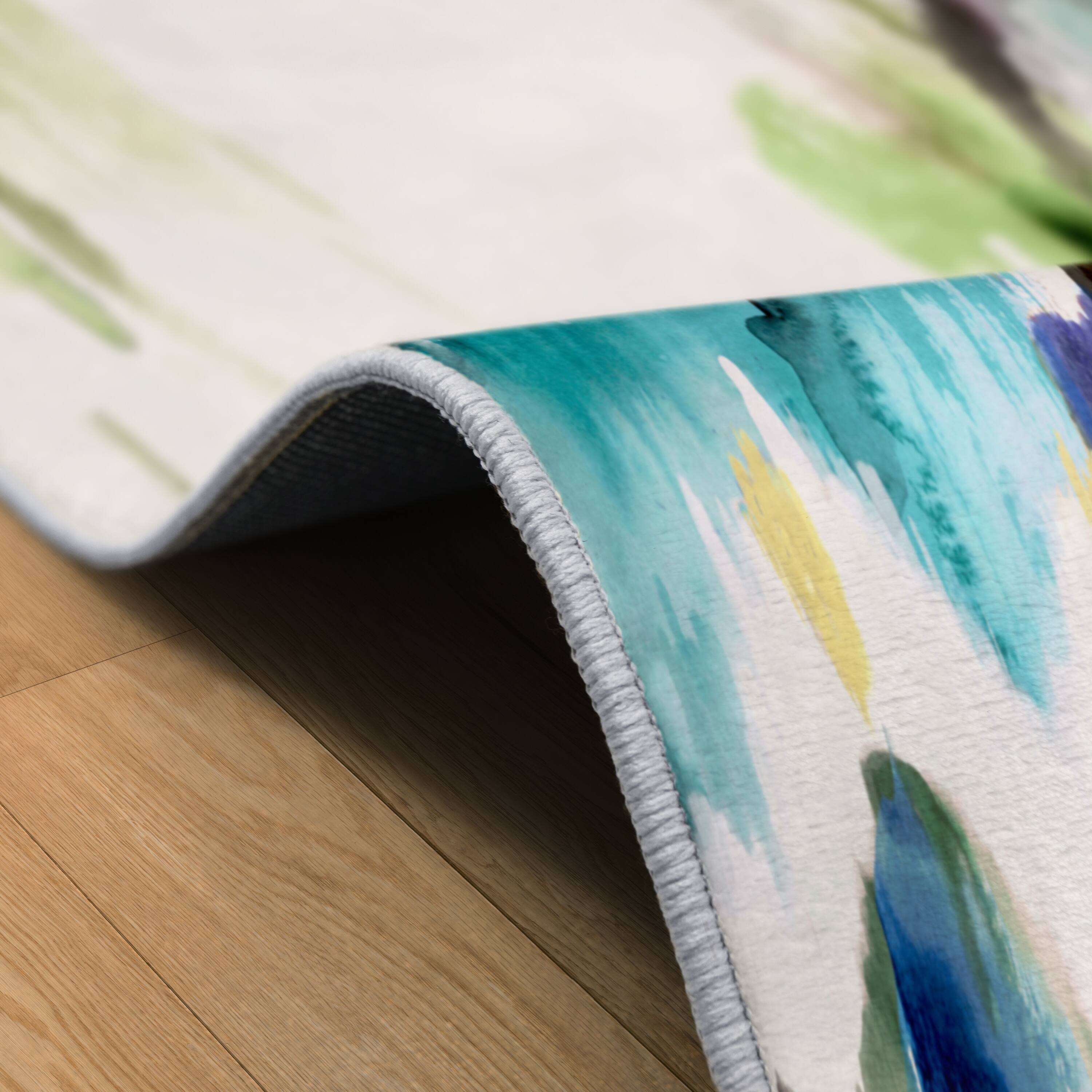 Empire Art Direct 5ft. x 7.5ft. Abstract Flower I Washable Area Rug