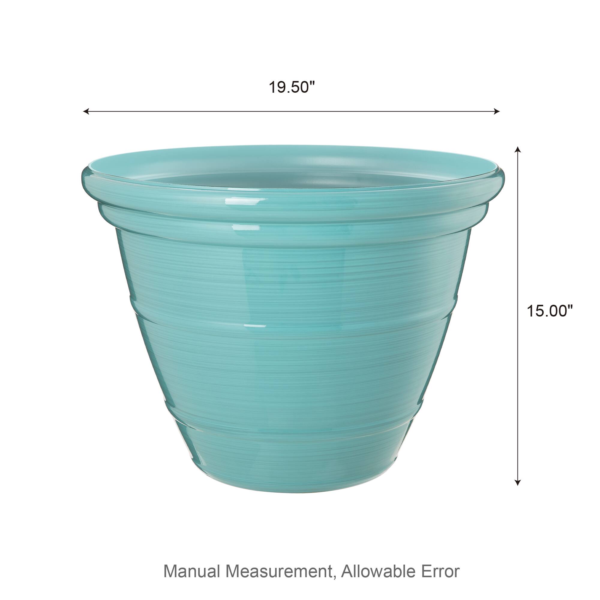 Glitzhome® Round Faux Ceramic Pot Plastic Planter Set