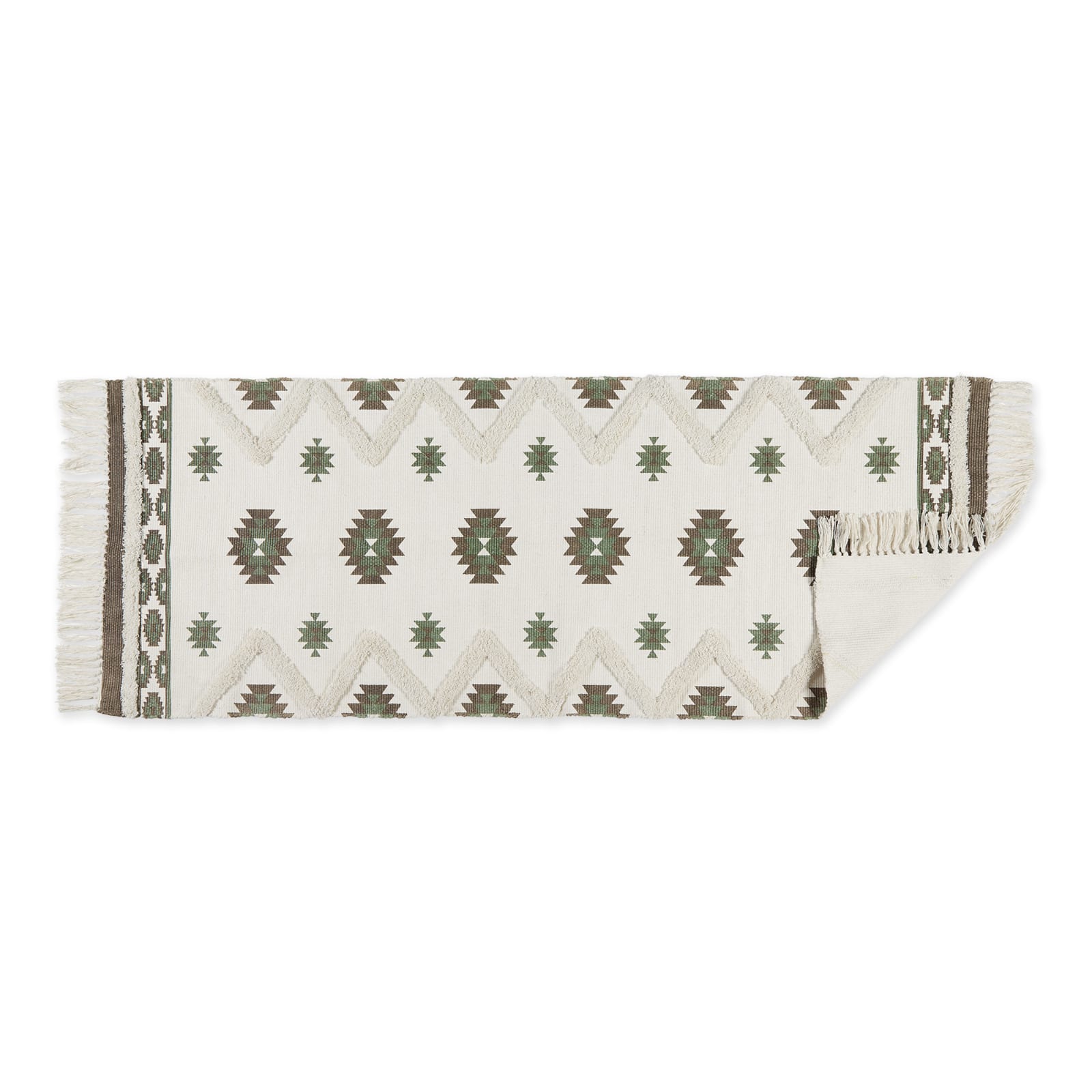 DII® Printed Off-White Hand-Loomed Shag Rug Runner
