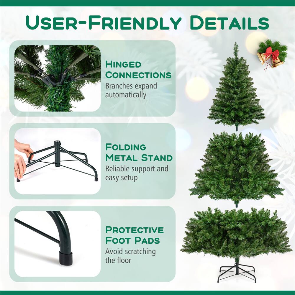 Costway 6ft. Pre-Lit Hinged Artificial Christmas Tree, Warm White LED Lights