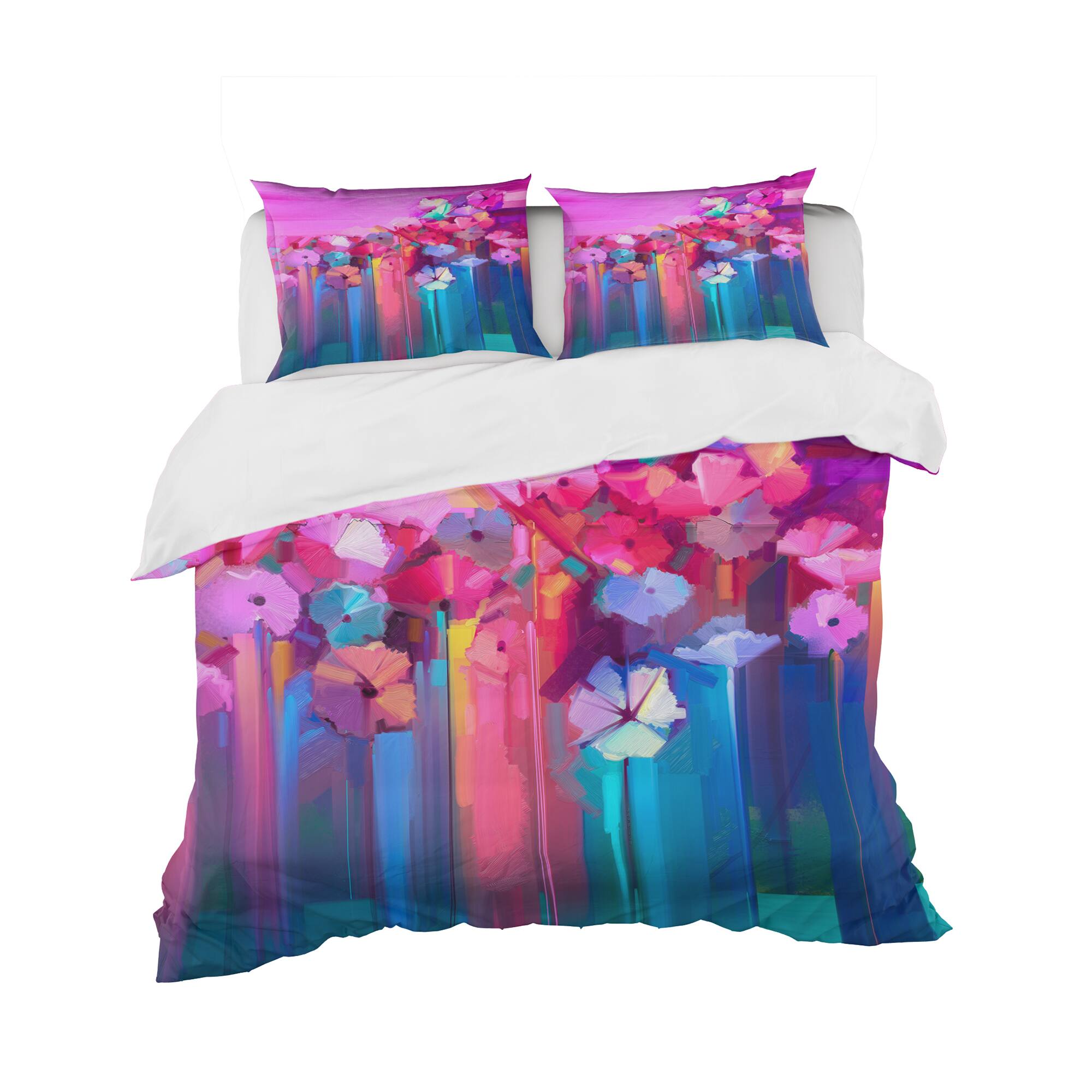 Designart 'Abstract Red Gerbera Summer Season Flower' Modern & Contemporary Bedding Set - Duvet Cover & Shams